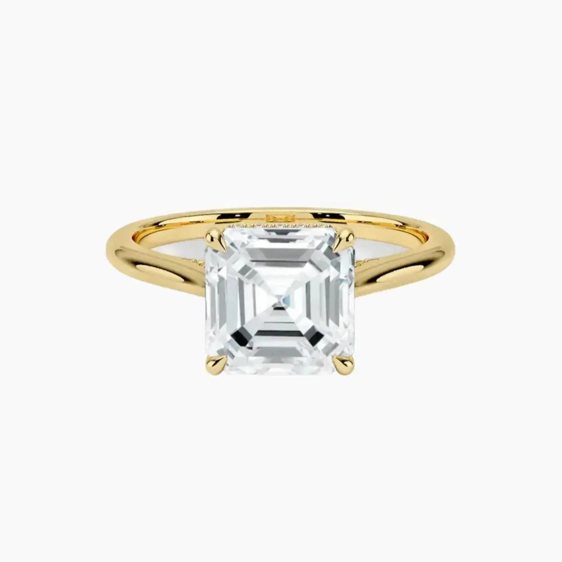 Genevieve Solitaire 2.5 Carat Asscher Cut Hidden Halo Lab Grown Diamond Ring in 14K Rose Gold - View 7