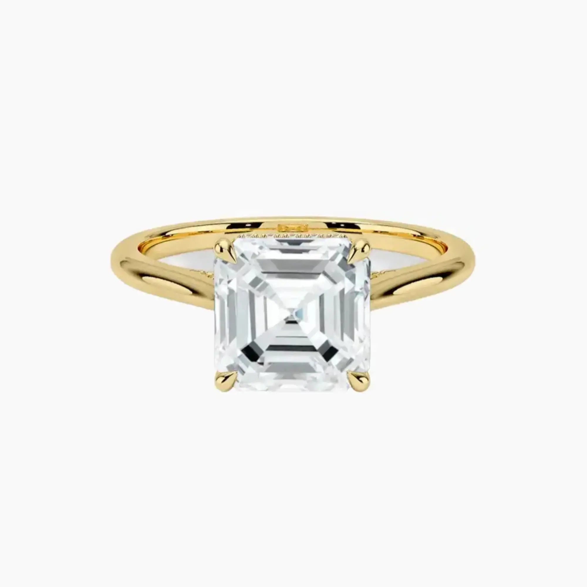 Genevieve Solitaire 1 Carat Asscher Cut Hidden Halo Lab Grown Diamond Ring in Silver - View 7