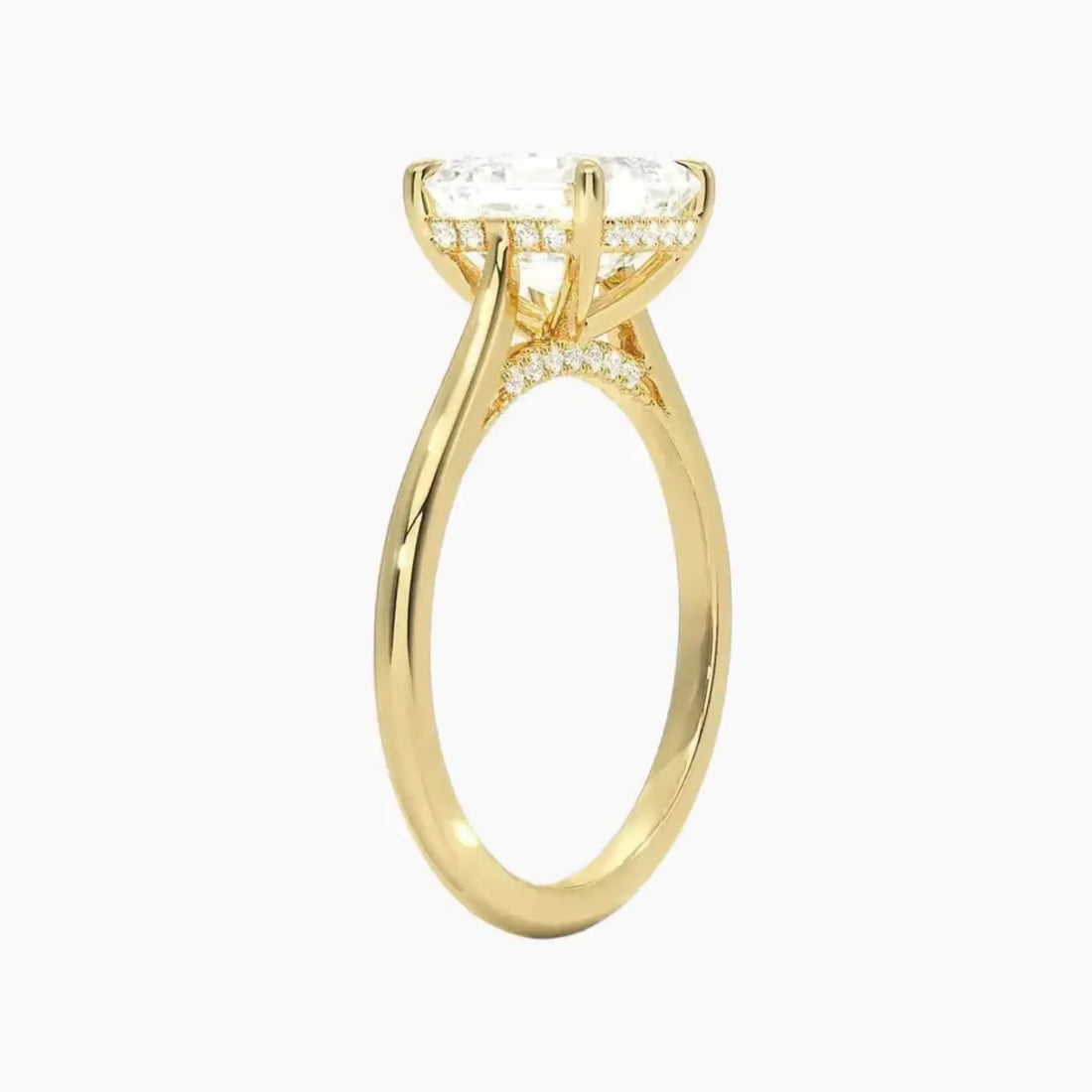 Genevieve Solitaire 5 Carat Asscher Cut Hidden Halo Lab Grown Diamond Ring in 18K Rose Gold - View 8