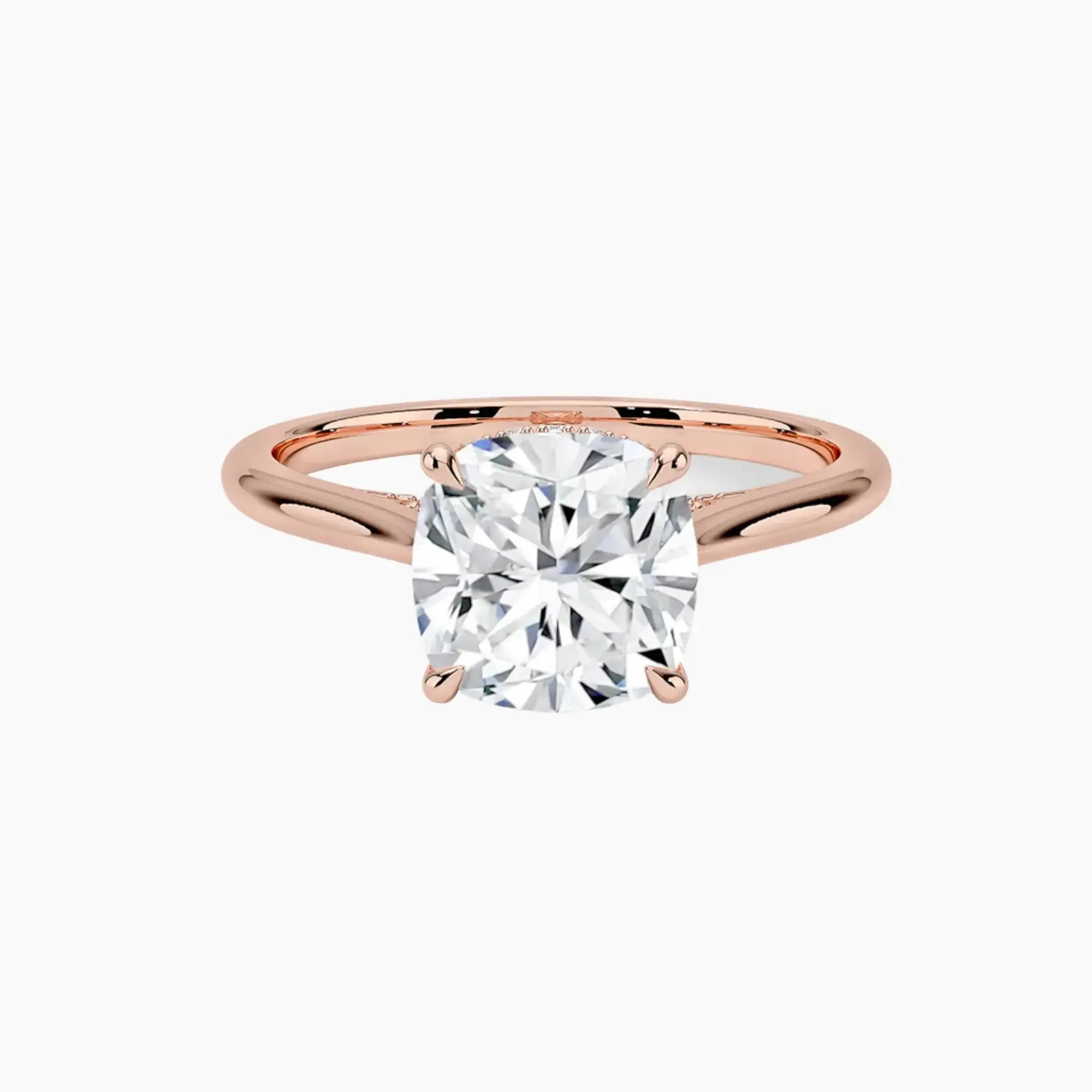 Genevieve Solitaire 4.5 Carat Cushion Cut Hidden Halo Lab Grown Diamond Ring in 18K White Gold - View 4