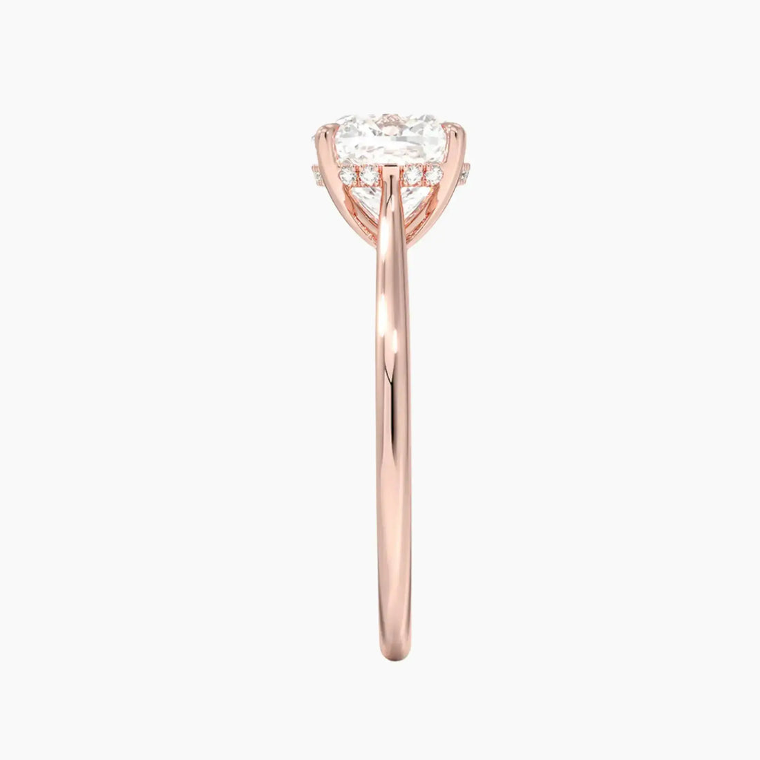 Genevieve Solitaire 1 Carat Cushion Cut Hidden Halo Lab Grown Diamond Ring in 14K Rose Gold - View 3
