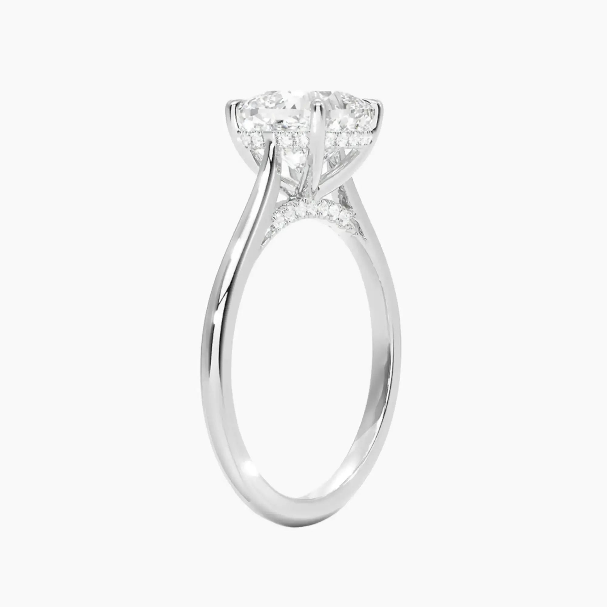 Genevieve Solitaire 5 Carat Cushion Cut Hidden Halo Lab Grown Diamond Ring in 10K White Gold - View 2