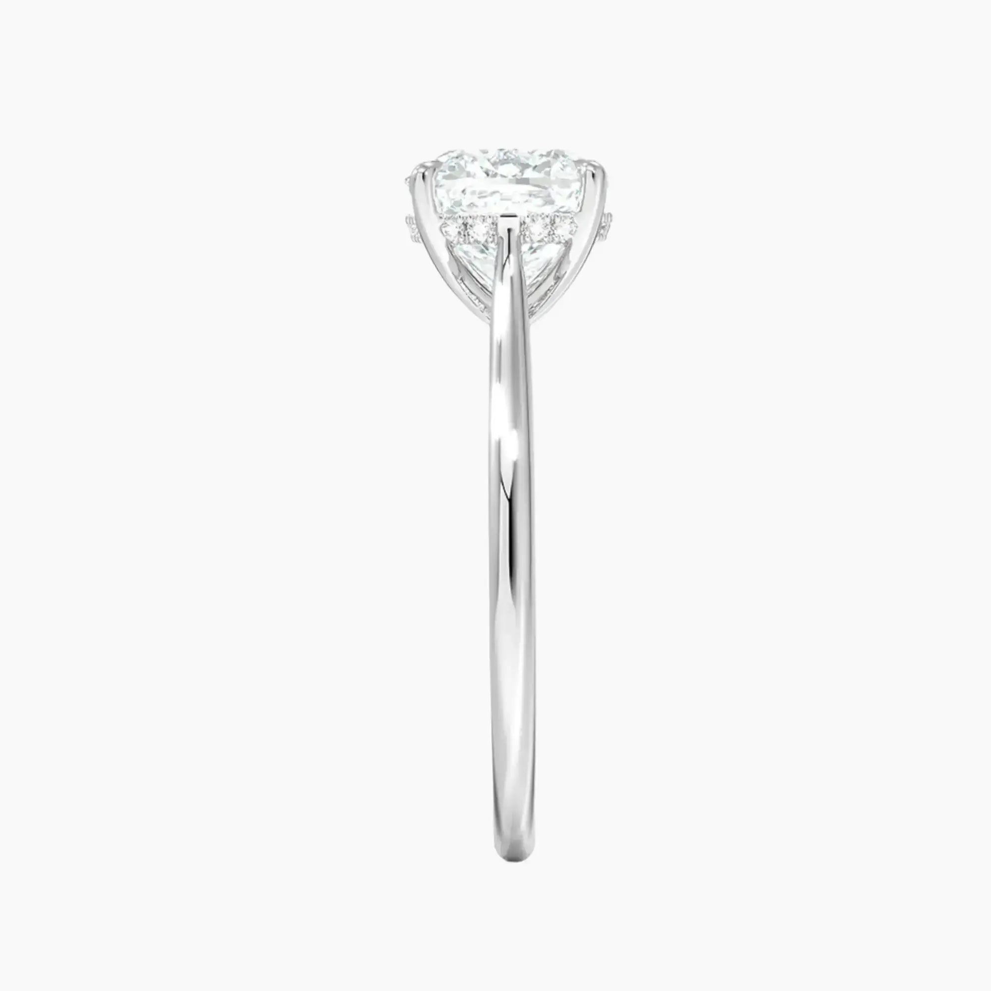 Genevieve Solitaire 5 Carat Cushion Cut Hidden Halo Lab Grown Diamond Ring in 18K White Gold - View 3