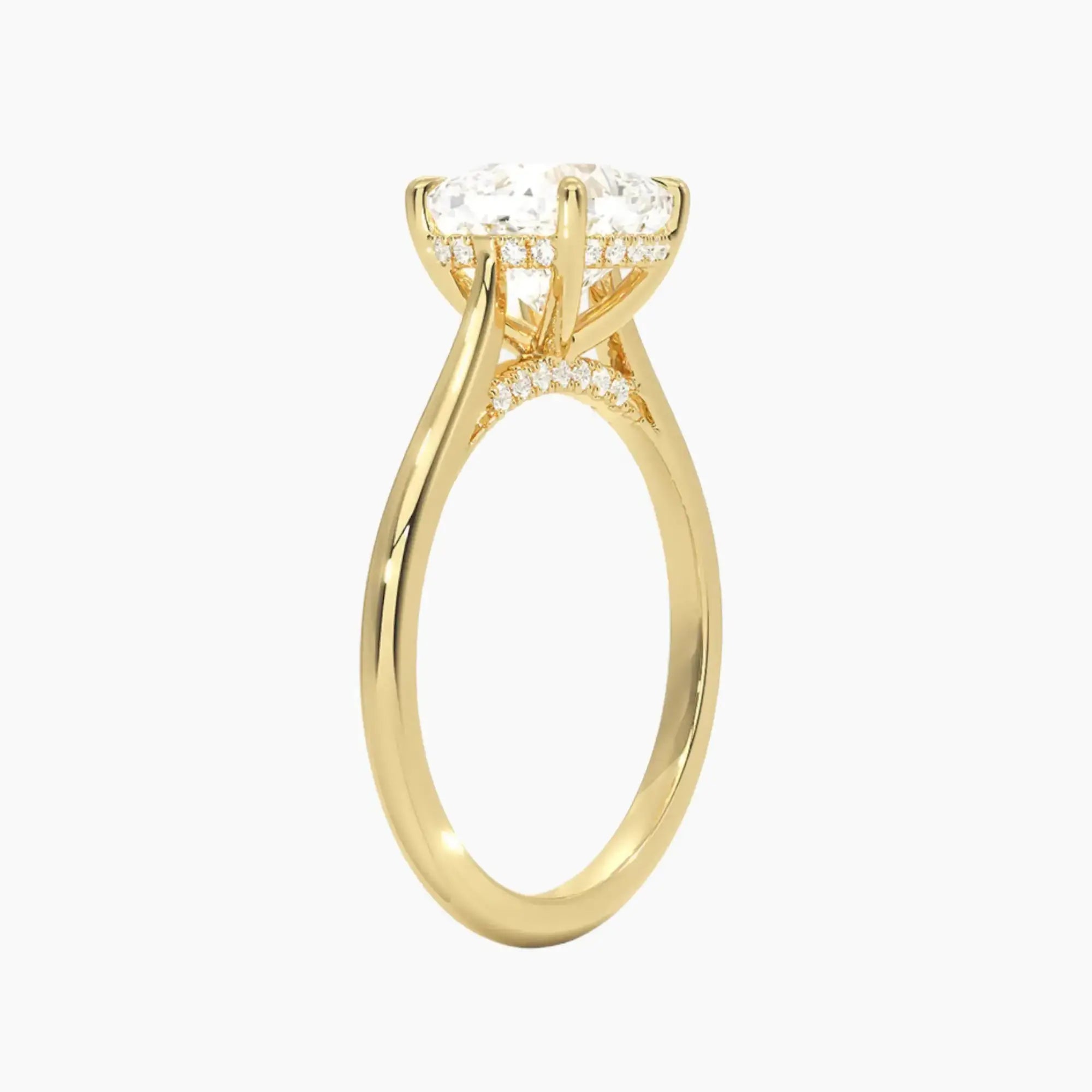 Genevieve Solitaire 2 Carat Cushion Cut Hidden Halo Lab Grown Diamond Ring in 18K Yellow Gold - View 2
