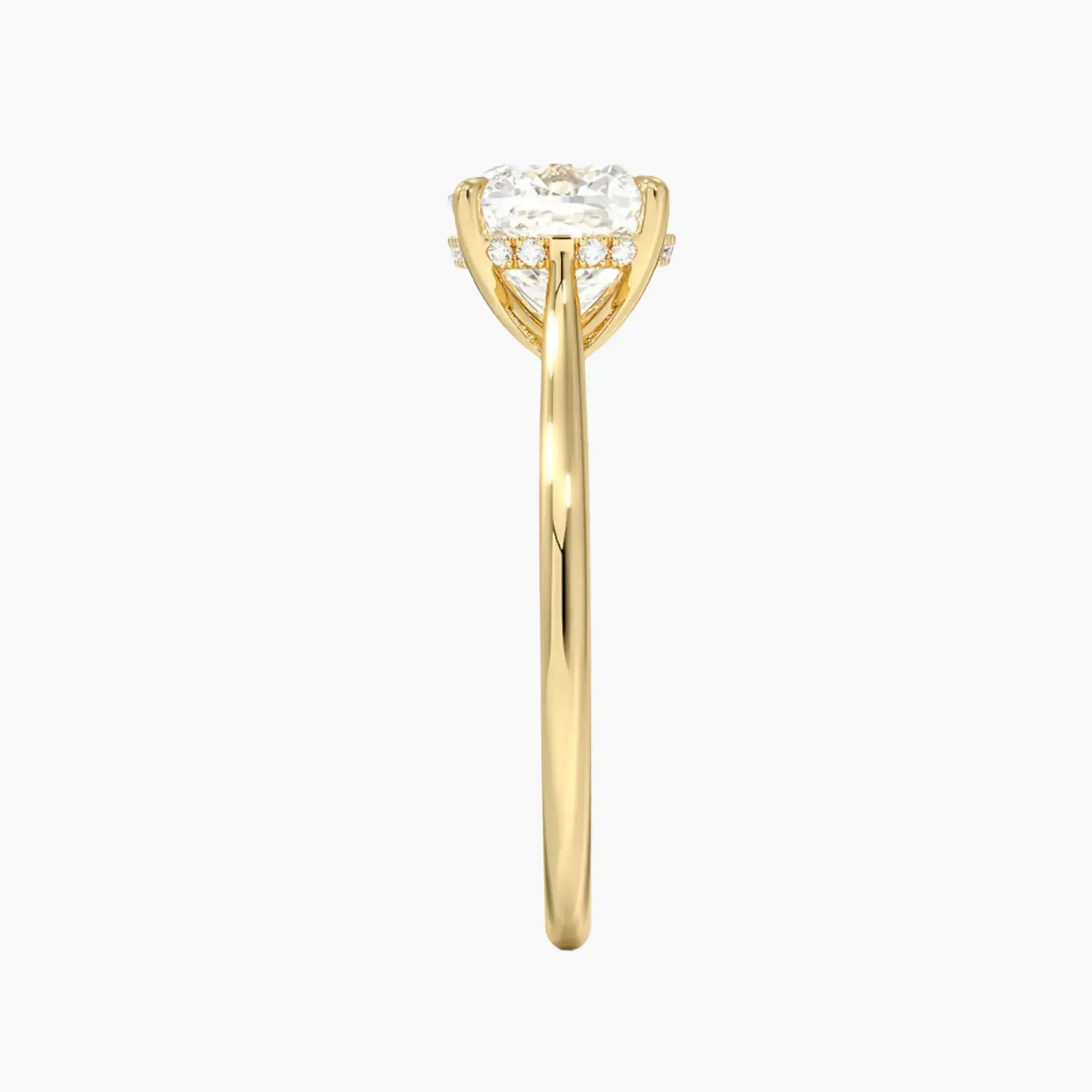 Genevieve Solitaire 1 Carat Cushion Cut Hidden Halo Lab Grown Diamond Ring in 18K Rose Gold - View 9
