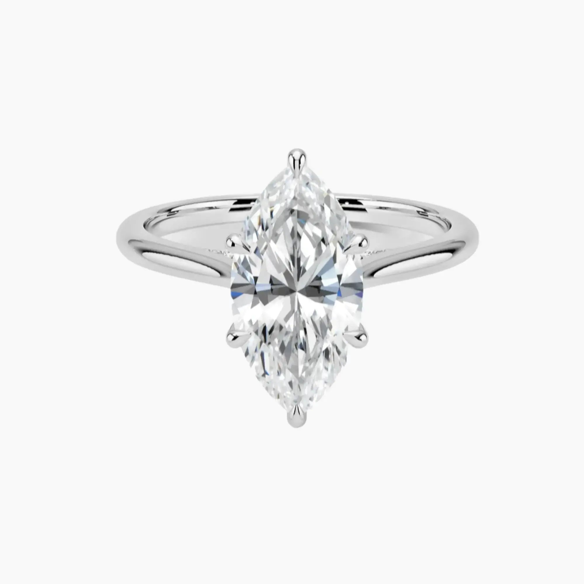 Genevieve Solitaire 5 Carat Marquise Cut Solitaire Lab Grown Diamond Ring in 10K White Gold
