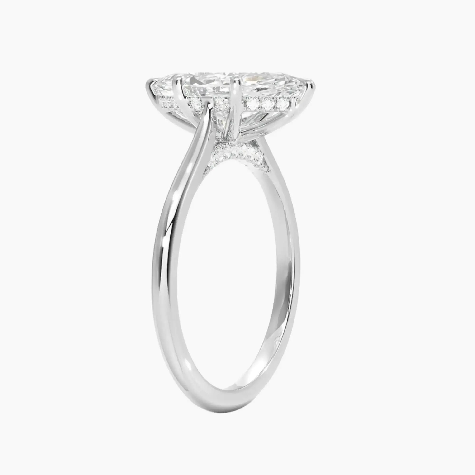 Genevieve Solitaire 2 Carat Marquise Cut Hidden Halo Lab Grown Diamond Ring in 14K White Gold - View 2