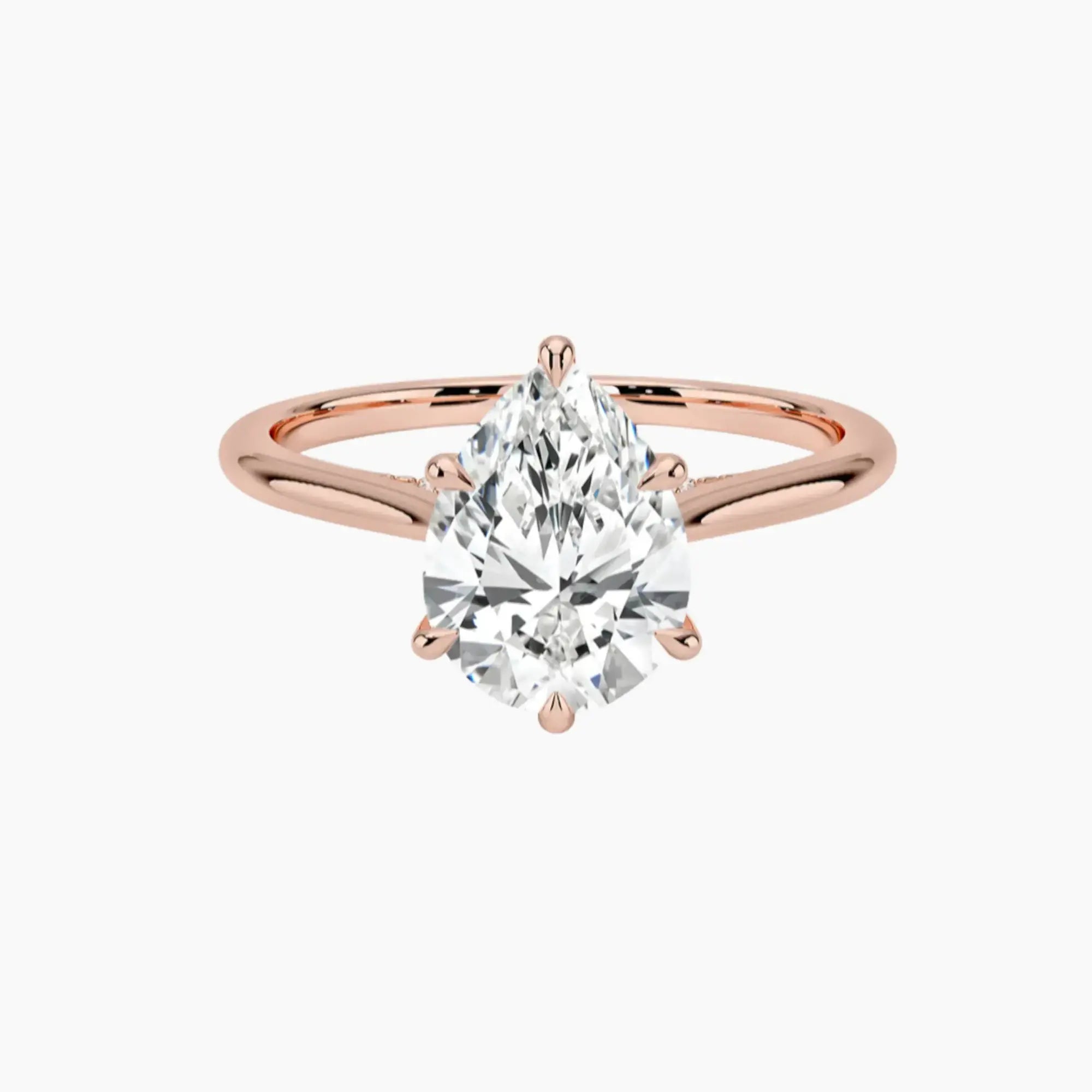 Genevieve Solitaire 1 Carat Pear Cut Hidden Halo Lab Grown Diamond Ring in 10K Rose Gold