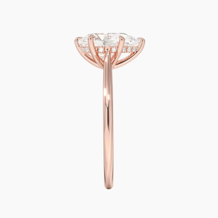 Genevieve Solitaire 1 Carat Pear Cut Hidden Halo Lab Grown Diamond Ring in 14K Yellow Gold - View 9