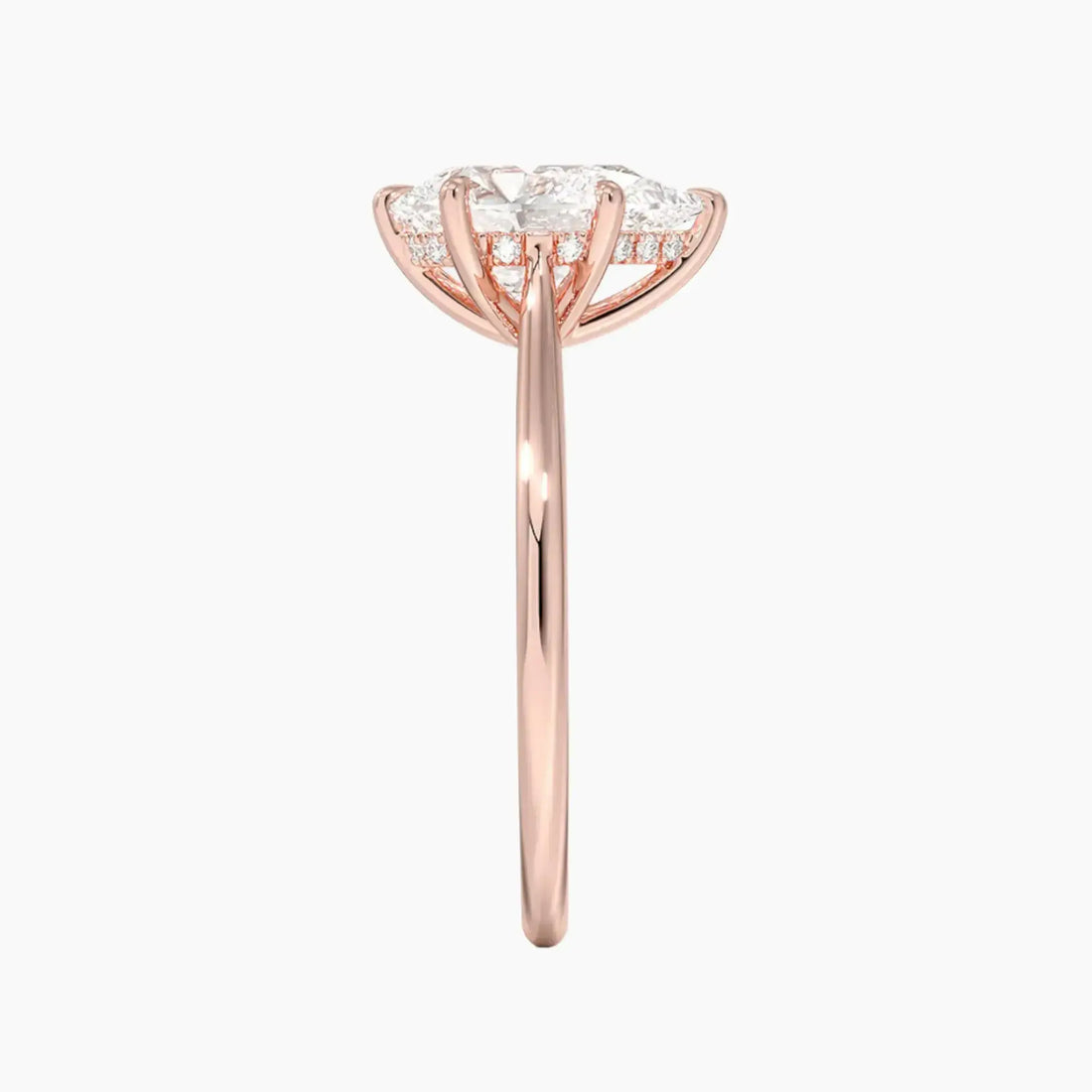 Genevieve Solitaire 2 Carat Pear Cut Hidden Halo Lab Grown Diamond Ring in 18K Rose Gold - View 3