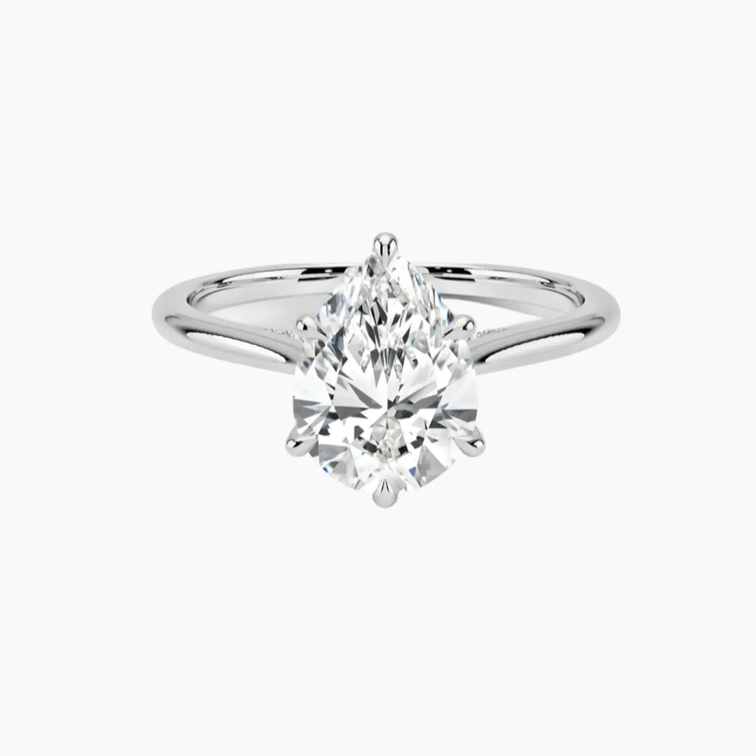 Genevieve Solitaire 3.5 Carat Pear Cut Hidden Halo Lab Grown Diamond Ring in 18K Yellow Gold - View 4