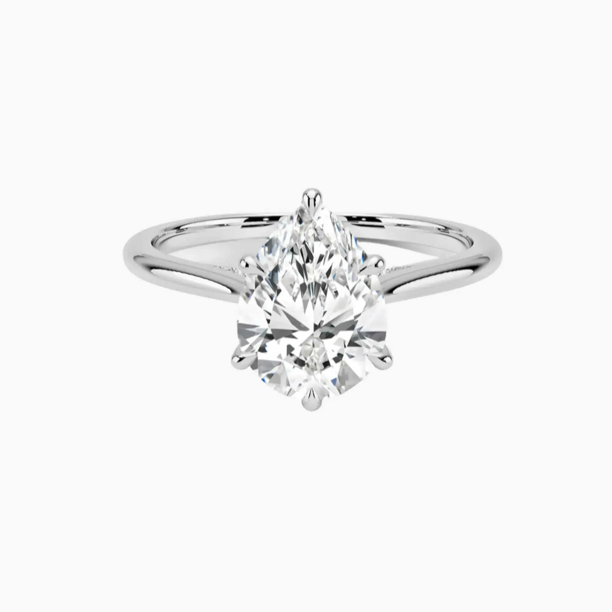 Genevieve Solitaire 1 Carat Pear Cut Hidden Halo Lab Grown Diamond Ring in 10K Yellow Gold - View 4