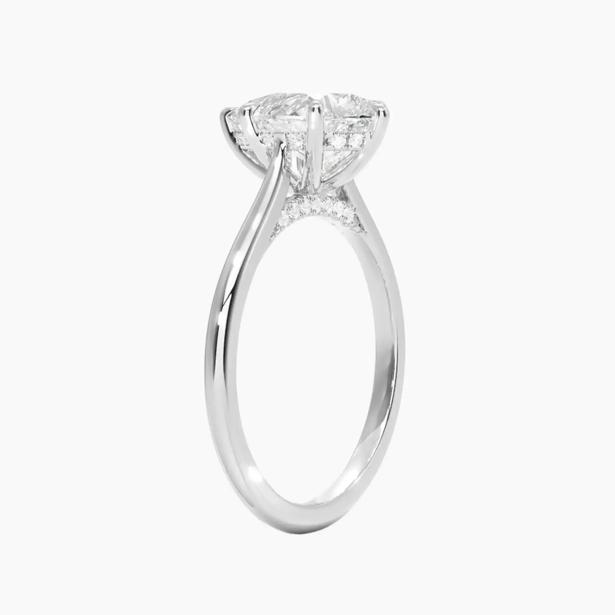 Genevieve Solitaire 1.5 Carat Pear Cut Hidden Halo Lab Grown Diamond Ring in 10K White Gold - View 2