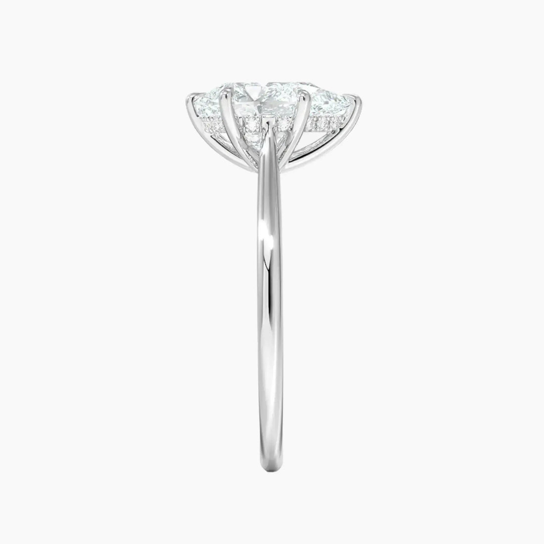 Genevieve Solitaire 1 Carat Pear Cut Hidden Halo Lab Grown Diamond Ring in 10K Rose Gold - View 6