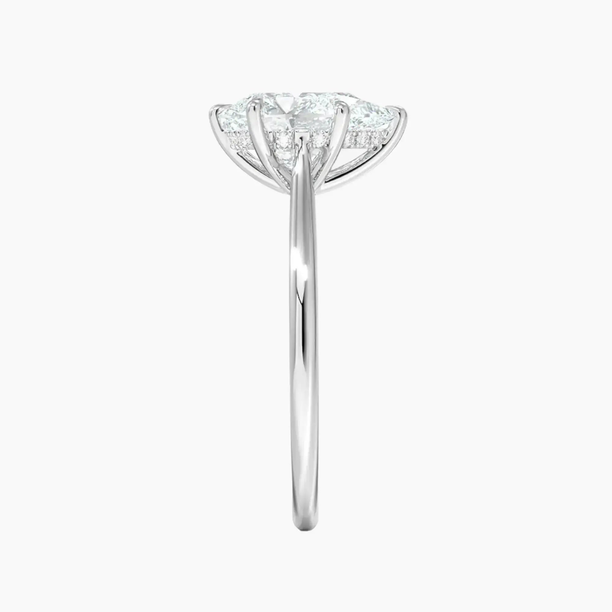 Genevieve Solitaire 3.5 Carat Pear Cut Hidden Halo Lab Grown Diamond Ring in 18K Rose Gold - View 6