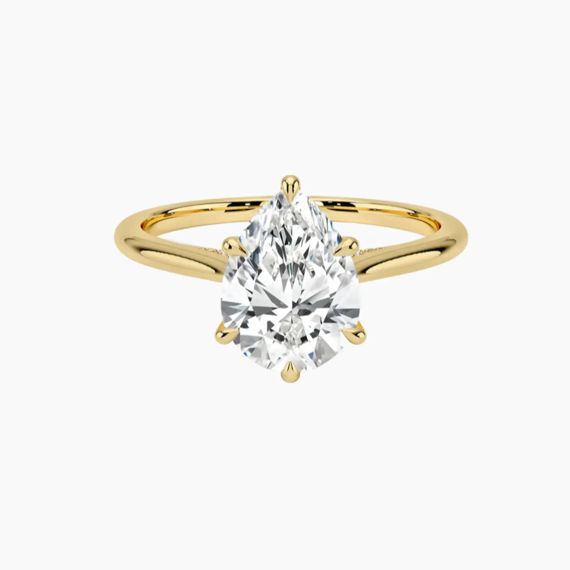 Genevieve Solitaire 1 Carat Pear Cut Hidden Halo Lab Grown Diamond Ring in 18K Rose Gold - View 7