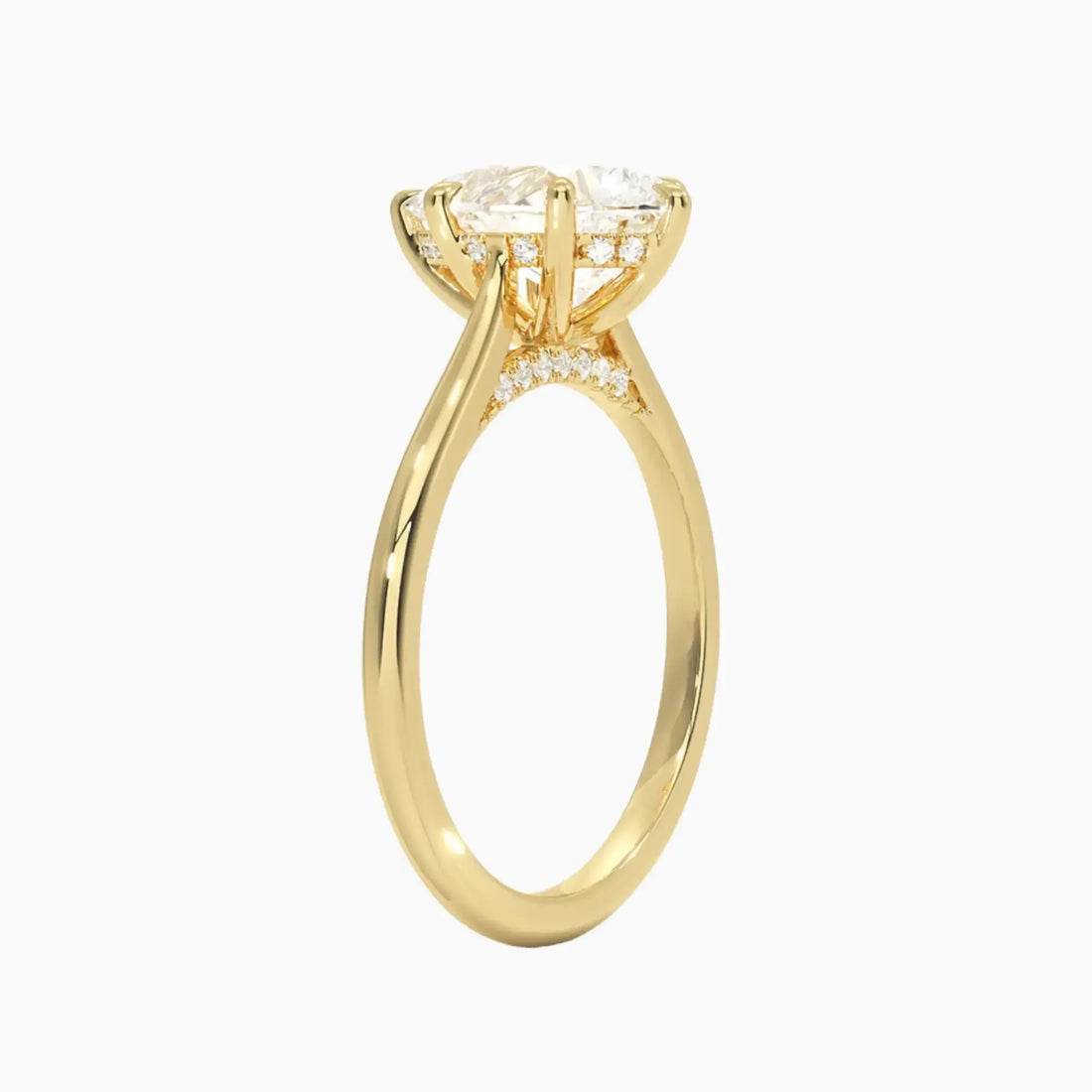 Genevieve Solitaire 1 Carat Pear Cut Hidden Halo Lab Grown Diamond Ring in 18K White Gold - View 8