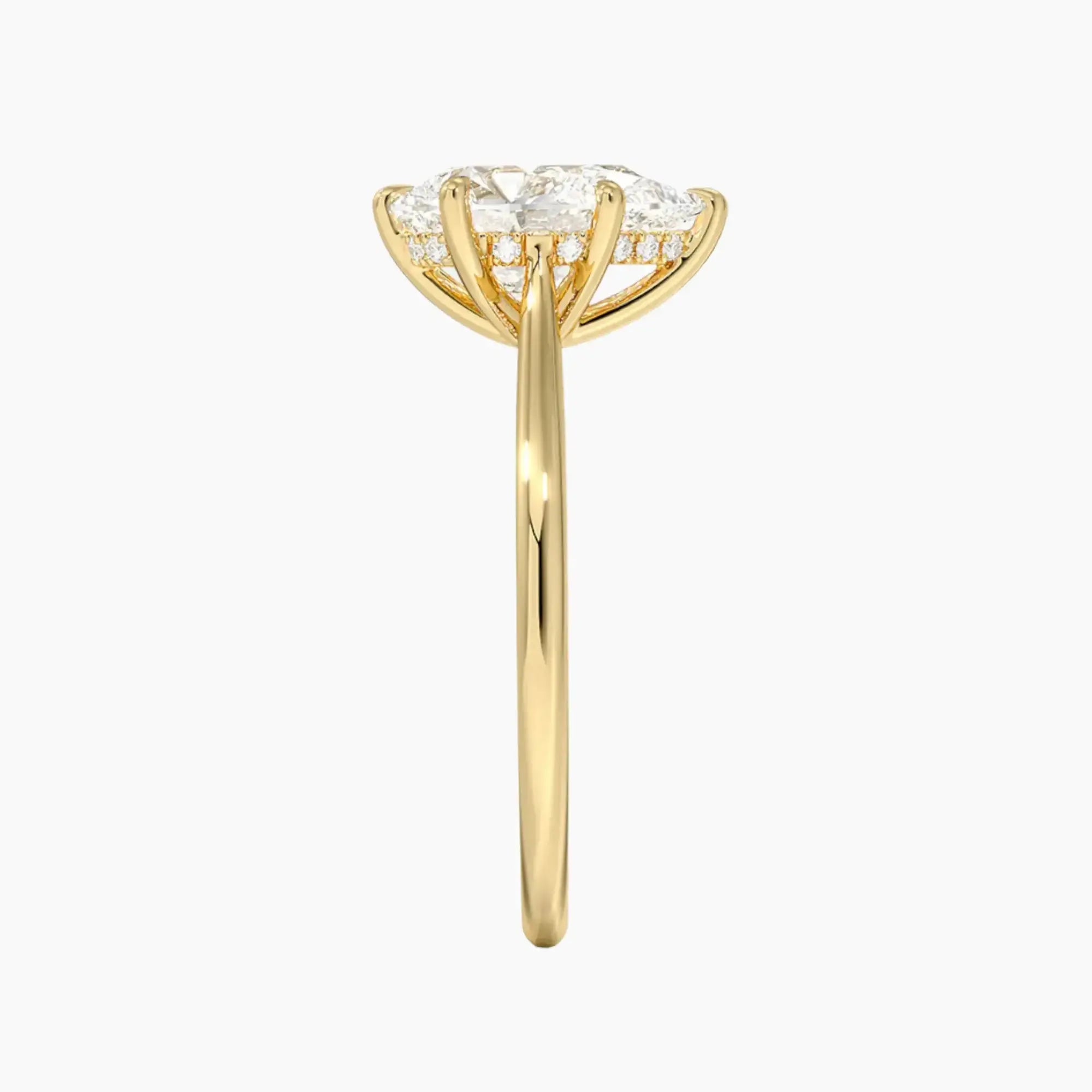 Genevieve Solitaire 3.5 Carat Pear Cut Hidden Halo Lab Grown Diamond Ring in 14K White Gold - View 9