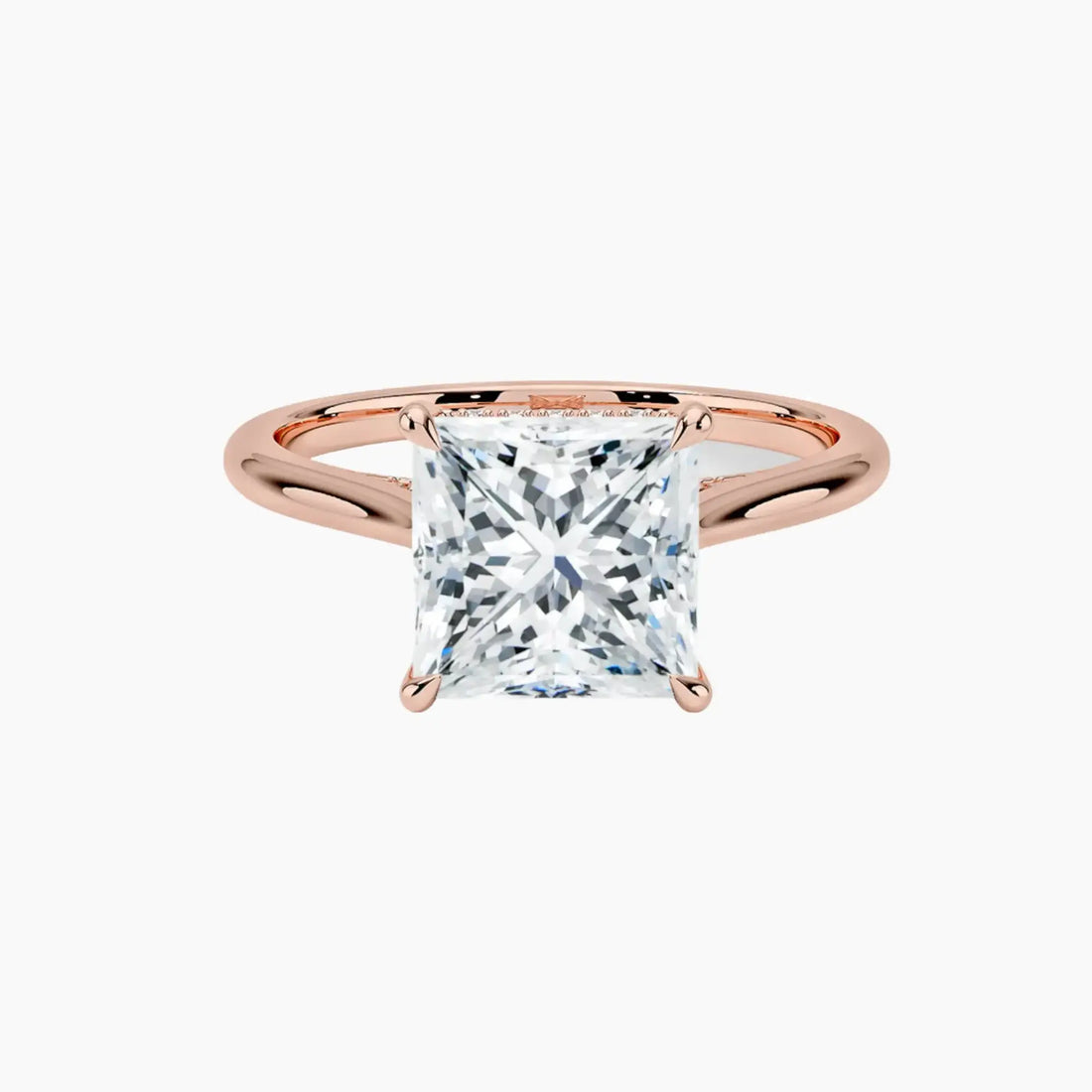 Genevieve Solitaire 2.5 Carat Princess Cut Hidden Halo Lab Grown Diamond Ring in Silver - View 4