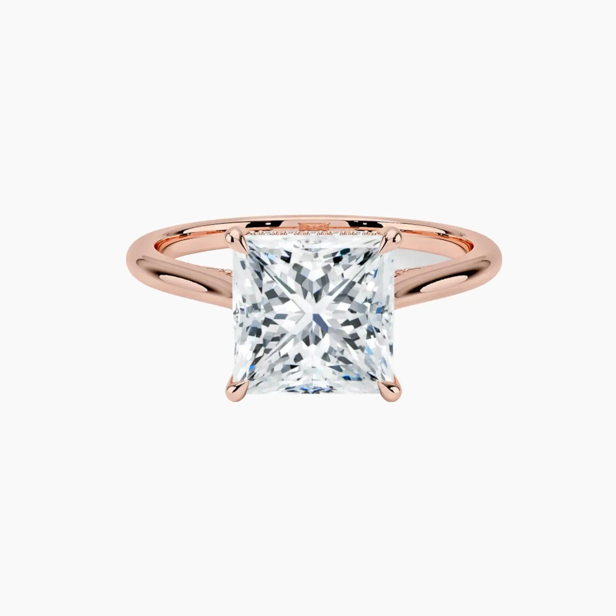 Genevieve Solitaire 2 Carat Princess Cut Hidden Halo Lab Grown Diamond Ring in Silver - View 4