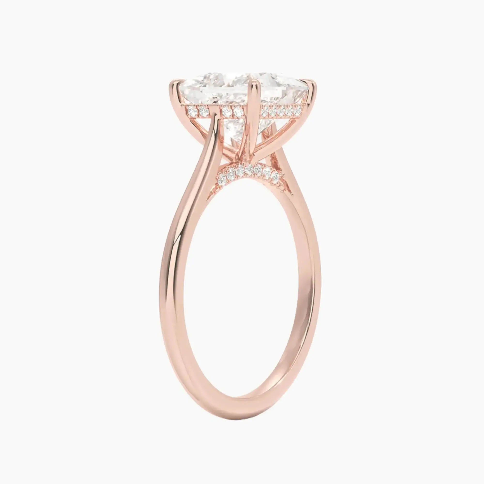 Genevieve Solitaire 2 Carat Princess Cut Hidden Halo Lab Grown Diamond Ring in Silver - View 5