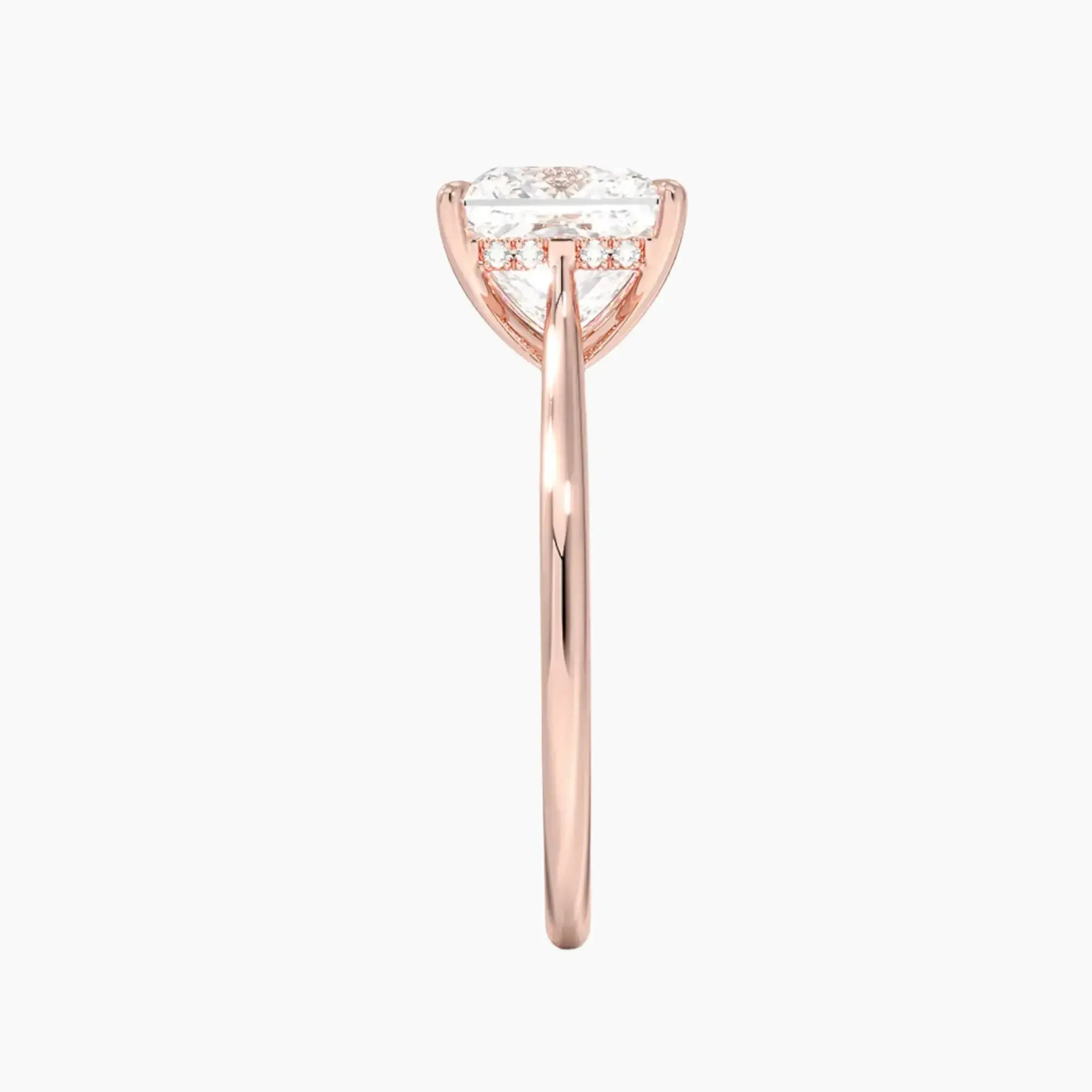 Genevieve Solitaire 1 Carat Princess Cut Hidden Halo Lab Grown Diamond Ring in Silver - View 6