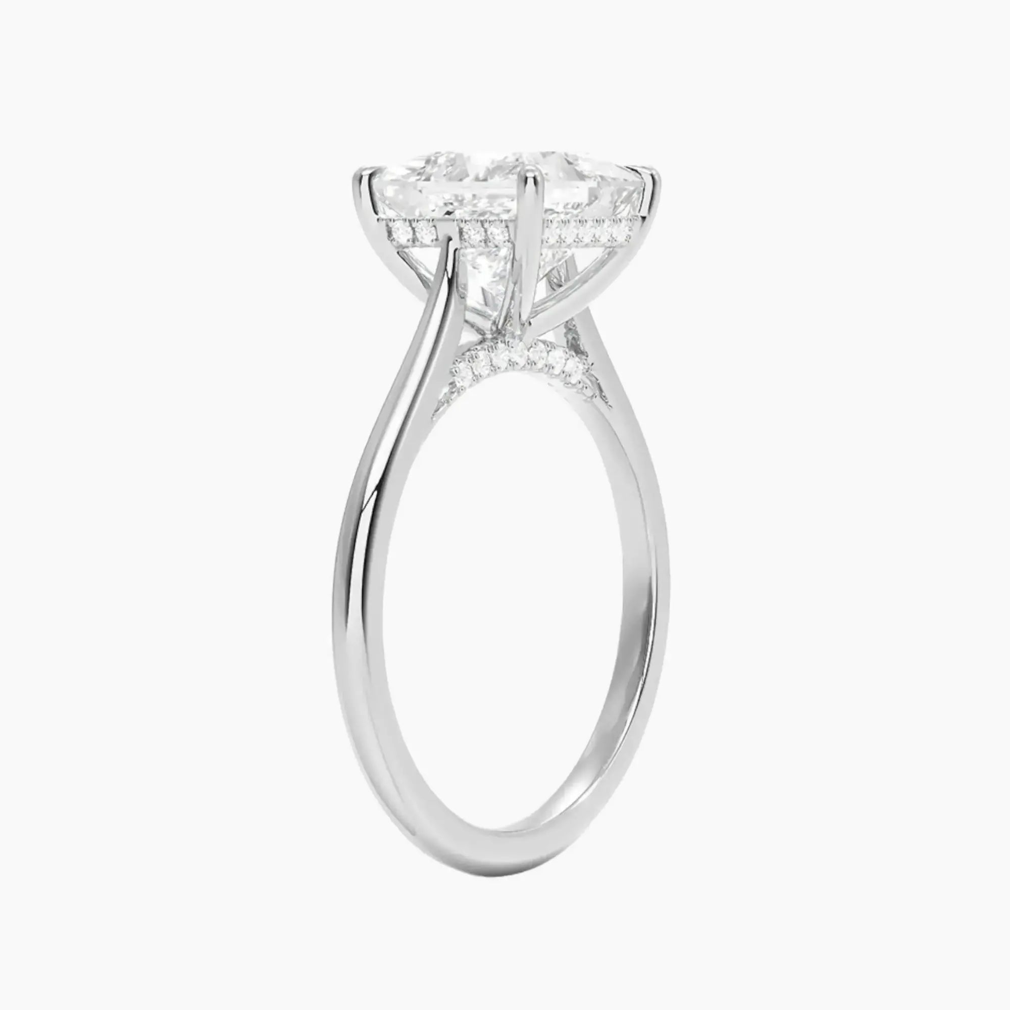 Genevieve Solitaire 1 Carat Princess Cut Hidden Halo Lab Grown Diamond Ring in Silver - View 2