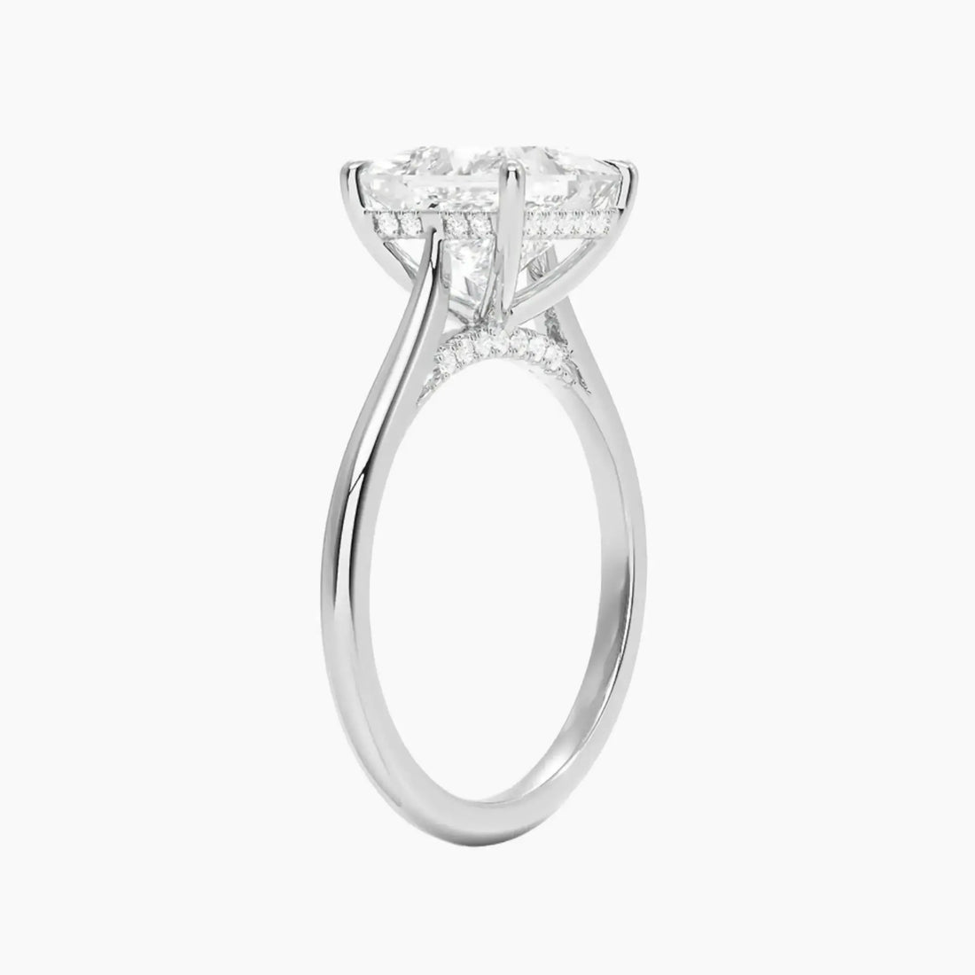 Genevieve Solitaire 2.5 Carat Princess Cut Hidden Halo Lab Grown Diamond Ring in 14K White Gold - View 2