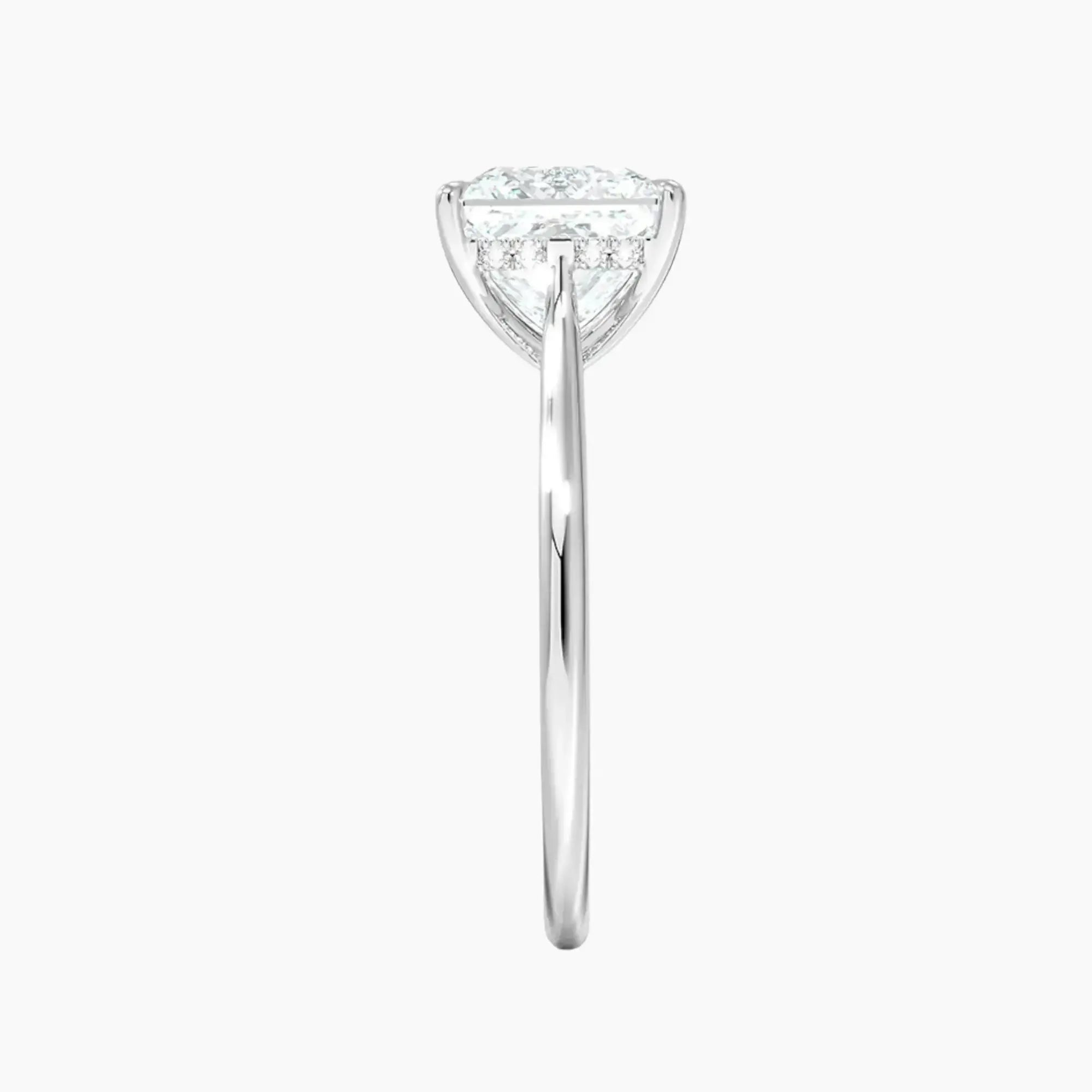 Genevieve Solitaire 3 Carat Princess Cut Hidden Halo Lab Grown Diamond Ring in Silver - View 3
