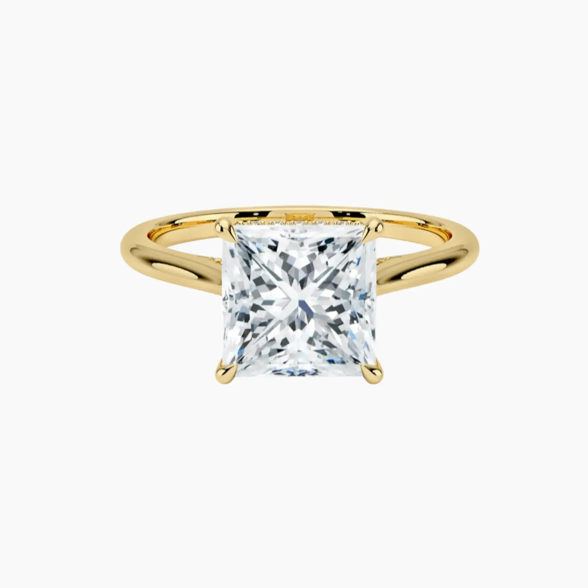 Genevieve Solitaire 1.5 Carat Princess Cut Hidden Halo Lab Grown Diamond Ring in Platinum - View 7