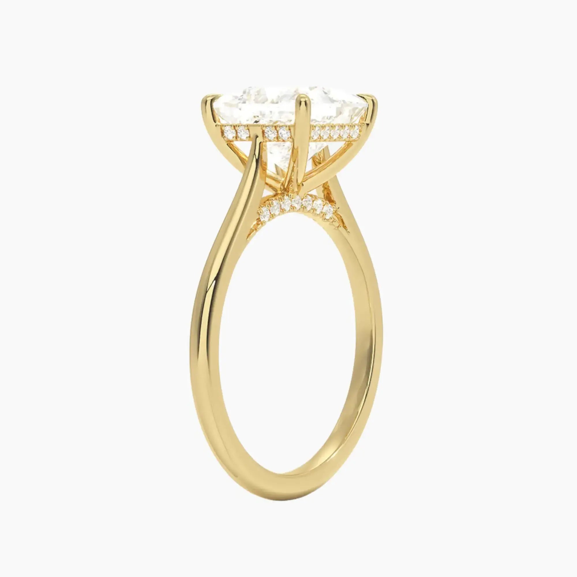 Genevieve Solitaire 3 Carat Princess Cut Hidden Halo Lab Grown Diamond Ring in Silver - View 8