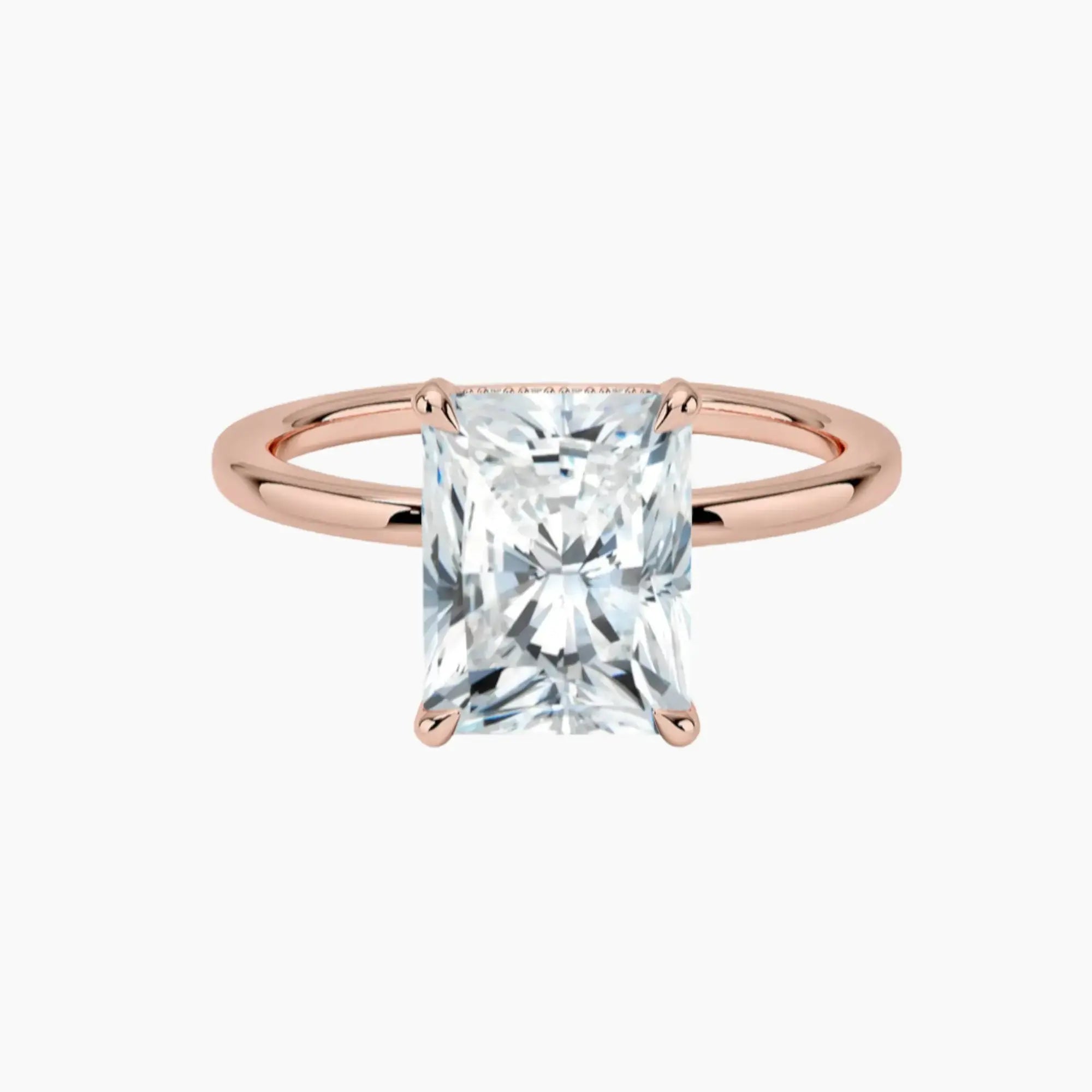Dahlia Radiant Hidden Halo 1.5 Carat Lab Grown Diamond Engagement Ring in 18K Rose Gold