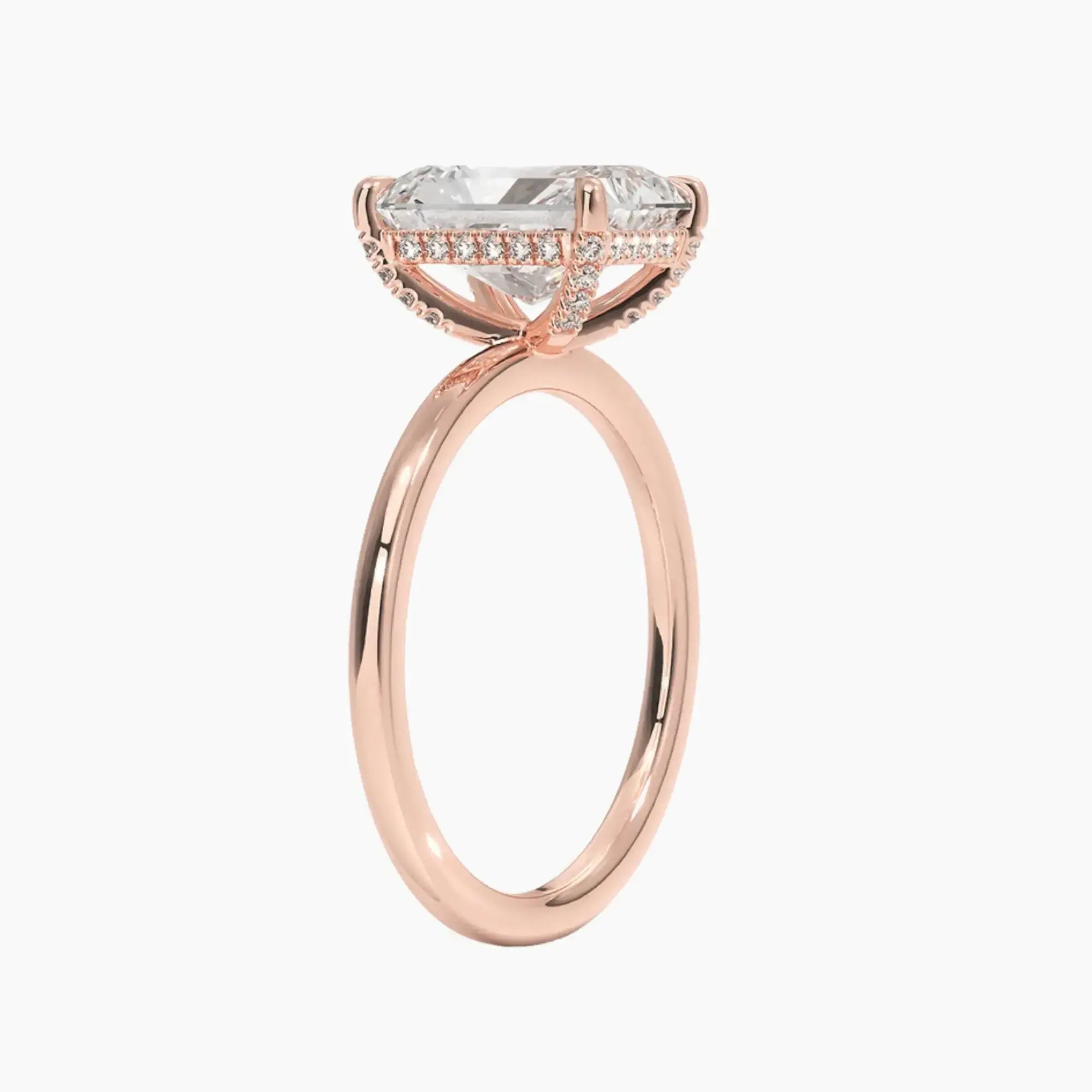 Dahlia Radiant Hidden Halo 1.5 Carat Lab Grown Diamond Engagement Ring in 18K Rose Gold