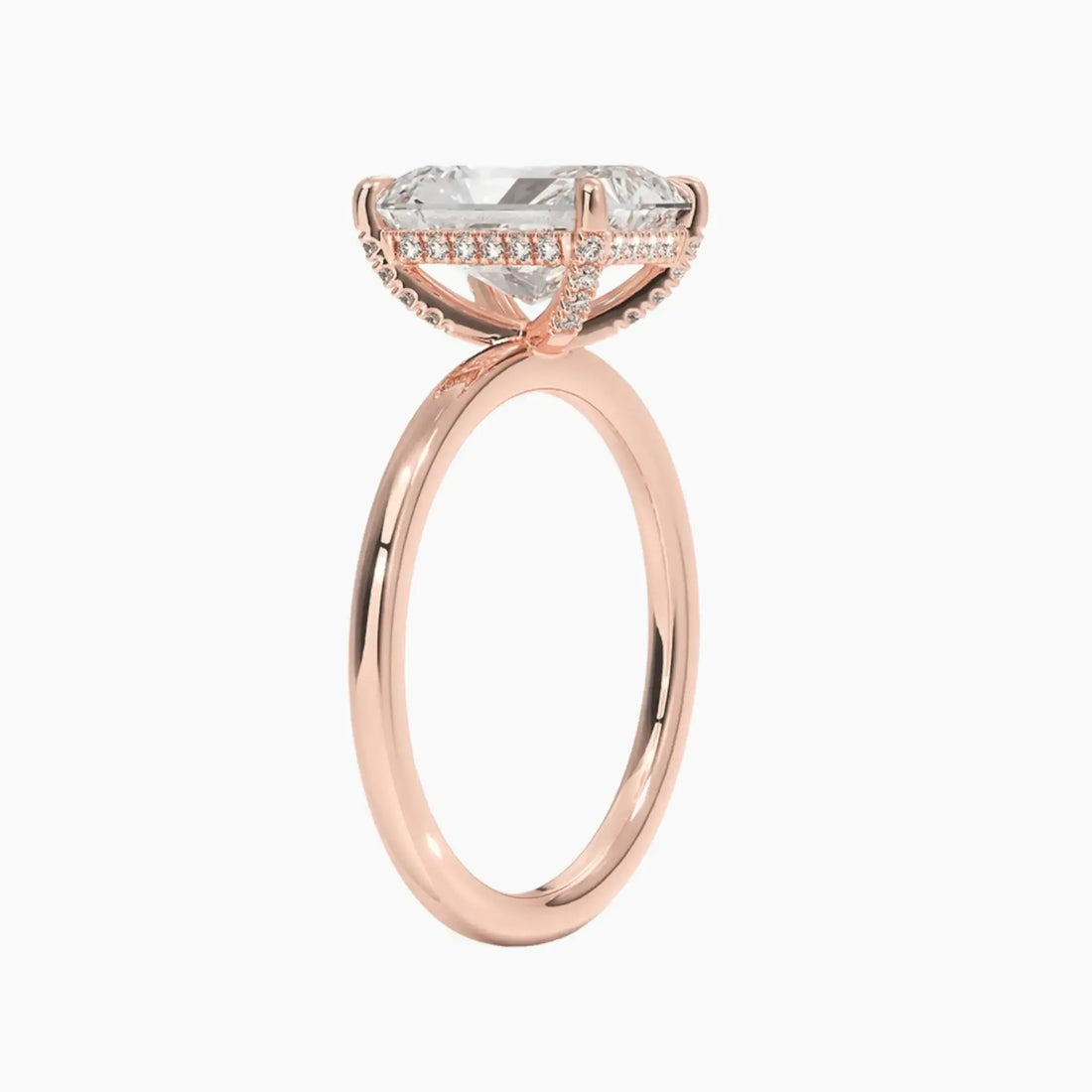 Dahlia Radiant Hidden Halo 1.5 Carat Lab Grown Diamond Engagement Ring in 18K Rose Gold