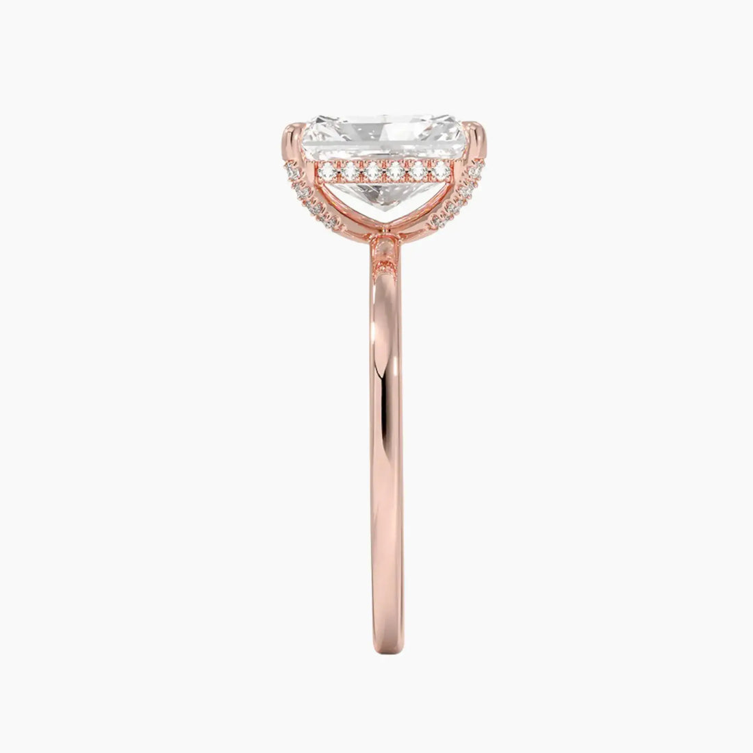 Dahlia Radiant Hidden Halo 1.5 Carat Lab Grown Diamond Engagement Ring in 18K Rose Gold
