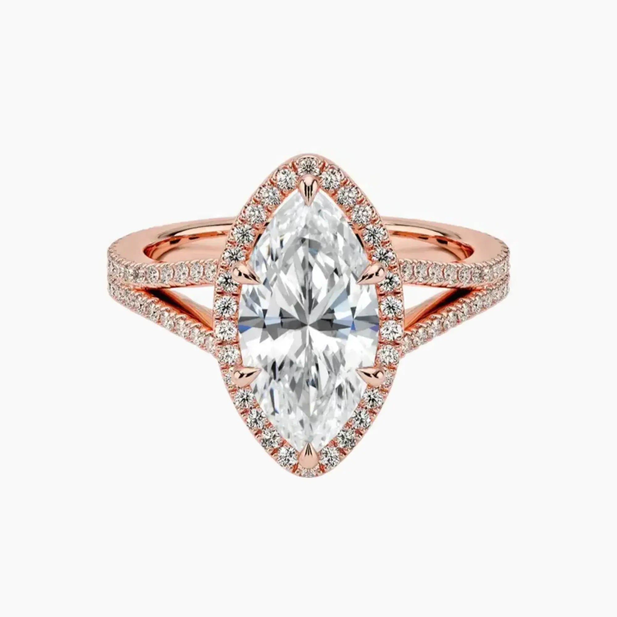 Zephyrine Marquise Designer 1.5 Carat Lab Grown Diamond Engagement Ring in 14K Rose Gold