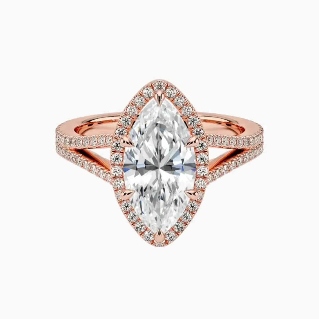 Zephyrine Marquise Designer 1.5 Carat Lab Grown Diamond Engagement Ring in 14K Rose Gold