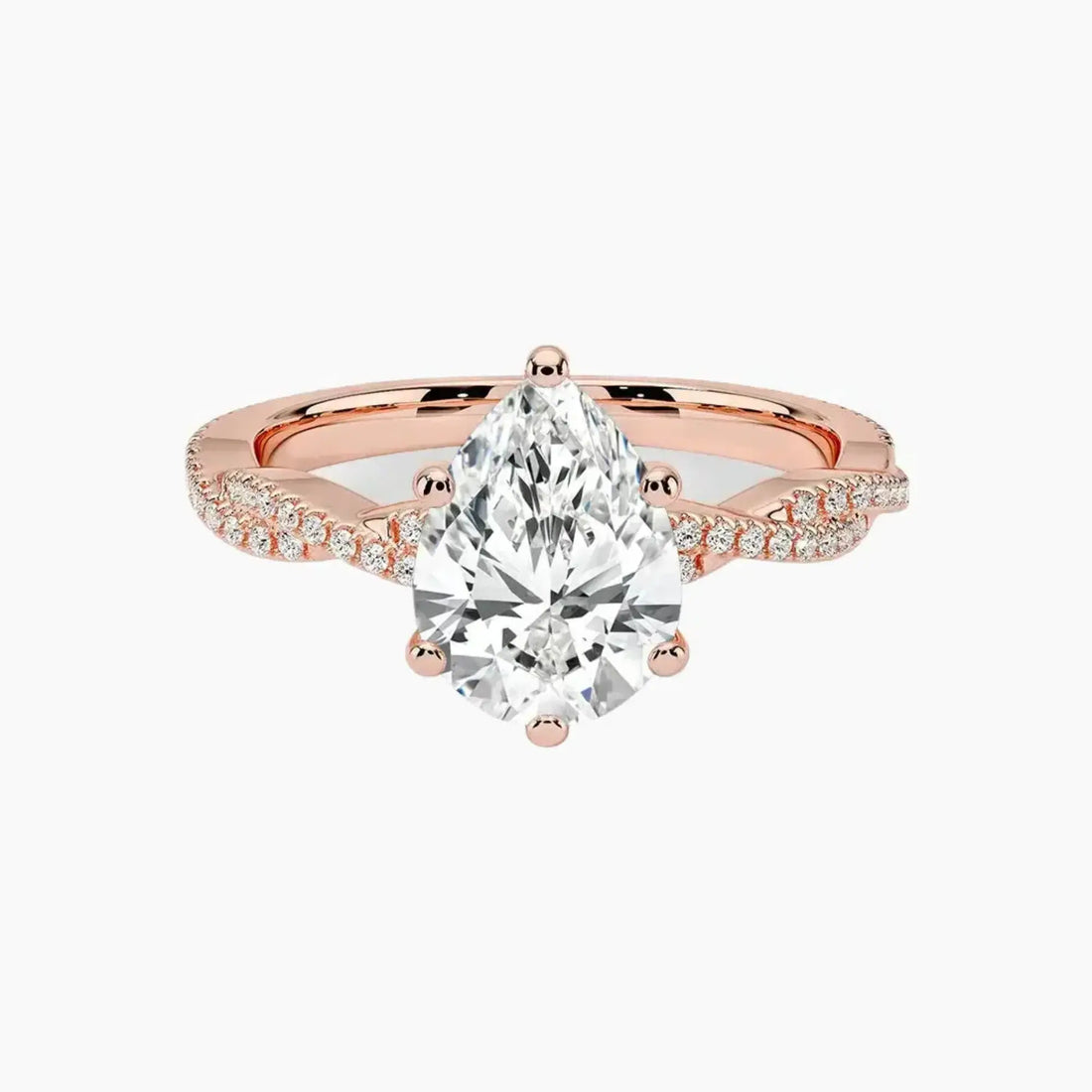 Cassia Pear Designer 1.5 Carat Lab Grown Diamond Engagement Ring in 18K Rose Gold