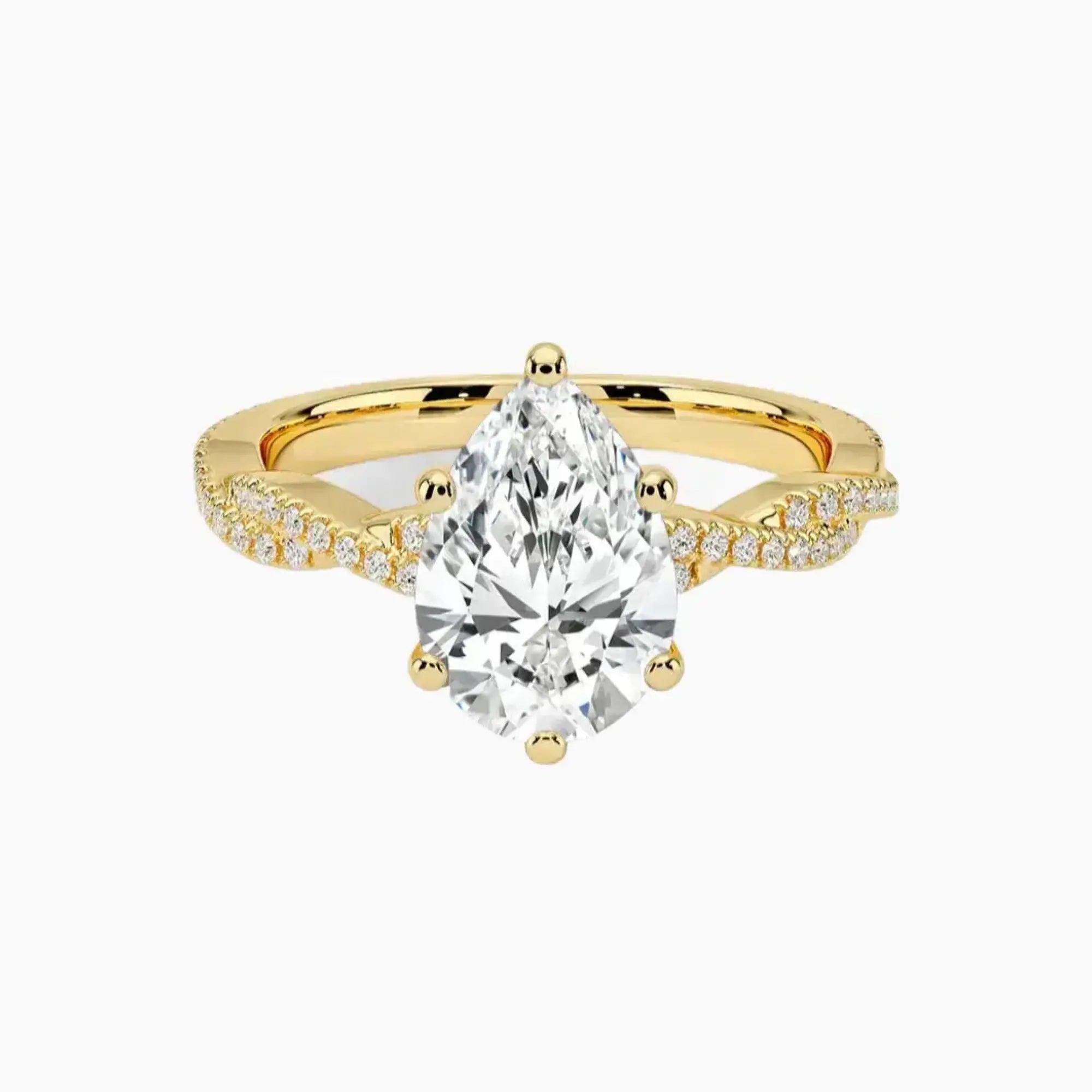Cassia Pear Designer 1.5 Carat Lab Grown Diamond Engagement Ring in 18K Rose Gold