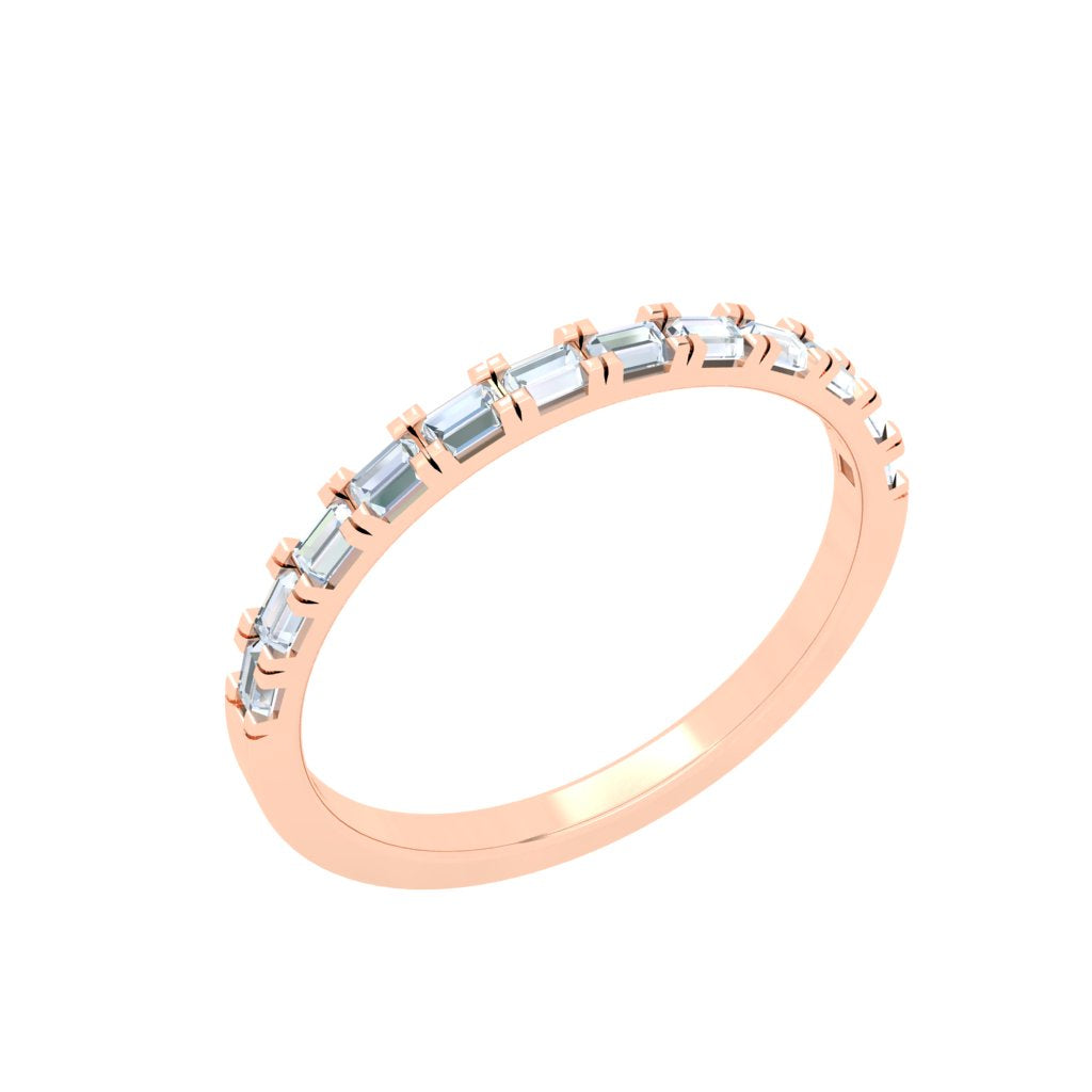 Baguette Asscher Moissanite Wedding Band Rose Gold