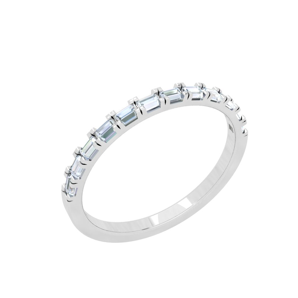 Baguette Asscher Moissanite Wedding Band White Gold