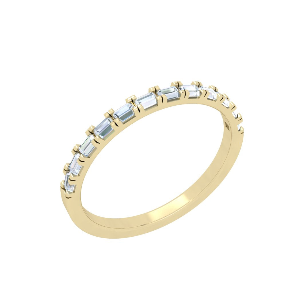 Baguette Asscher Moissanite Wedding Band Yellow Gold