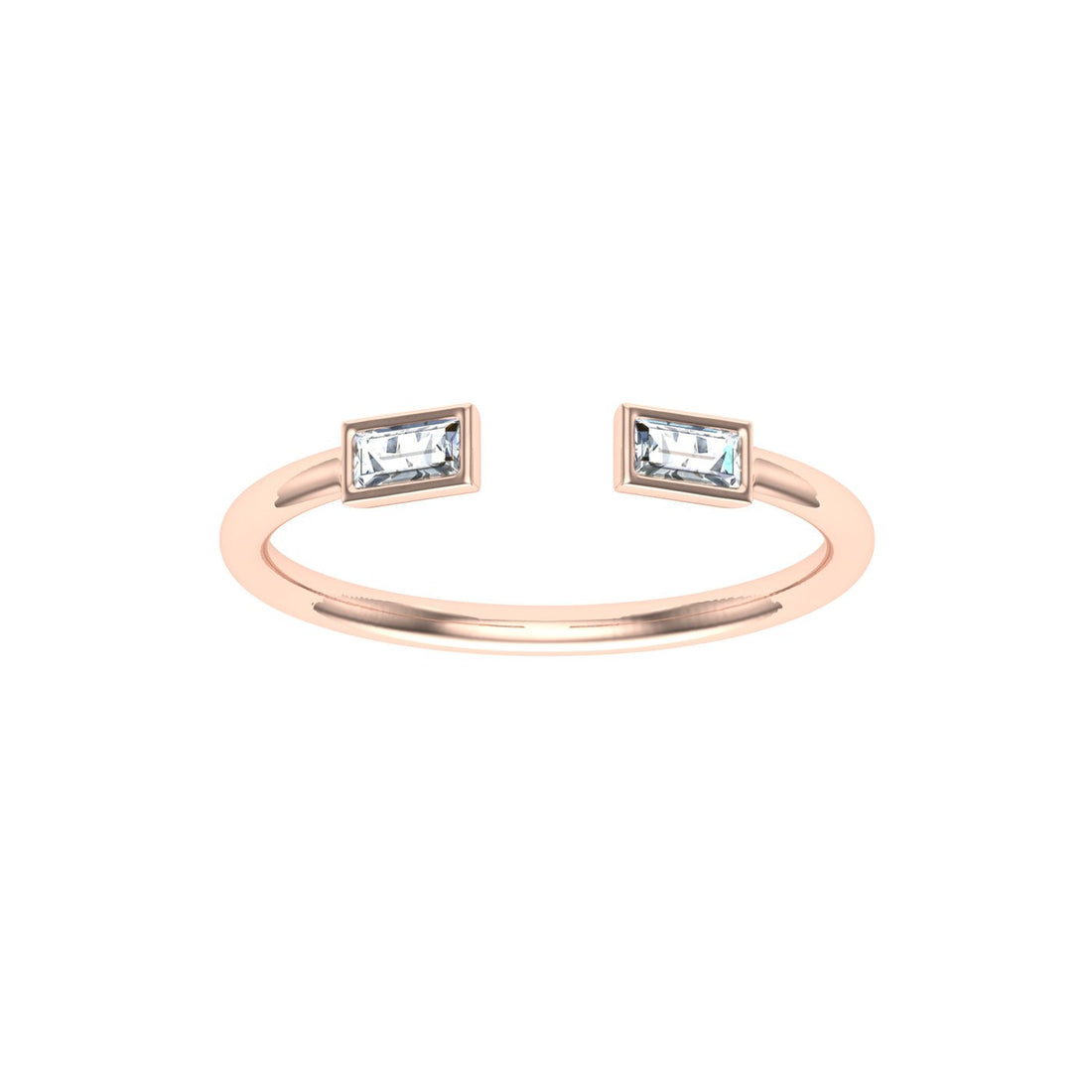 Baguette Open Moissanite Wedding Band Rose Gold