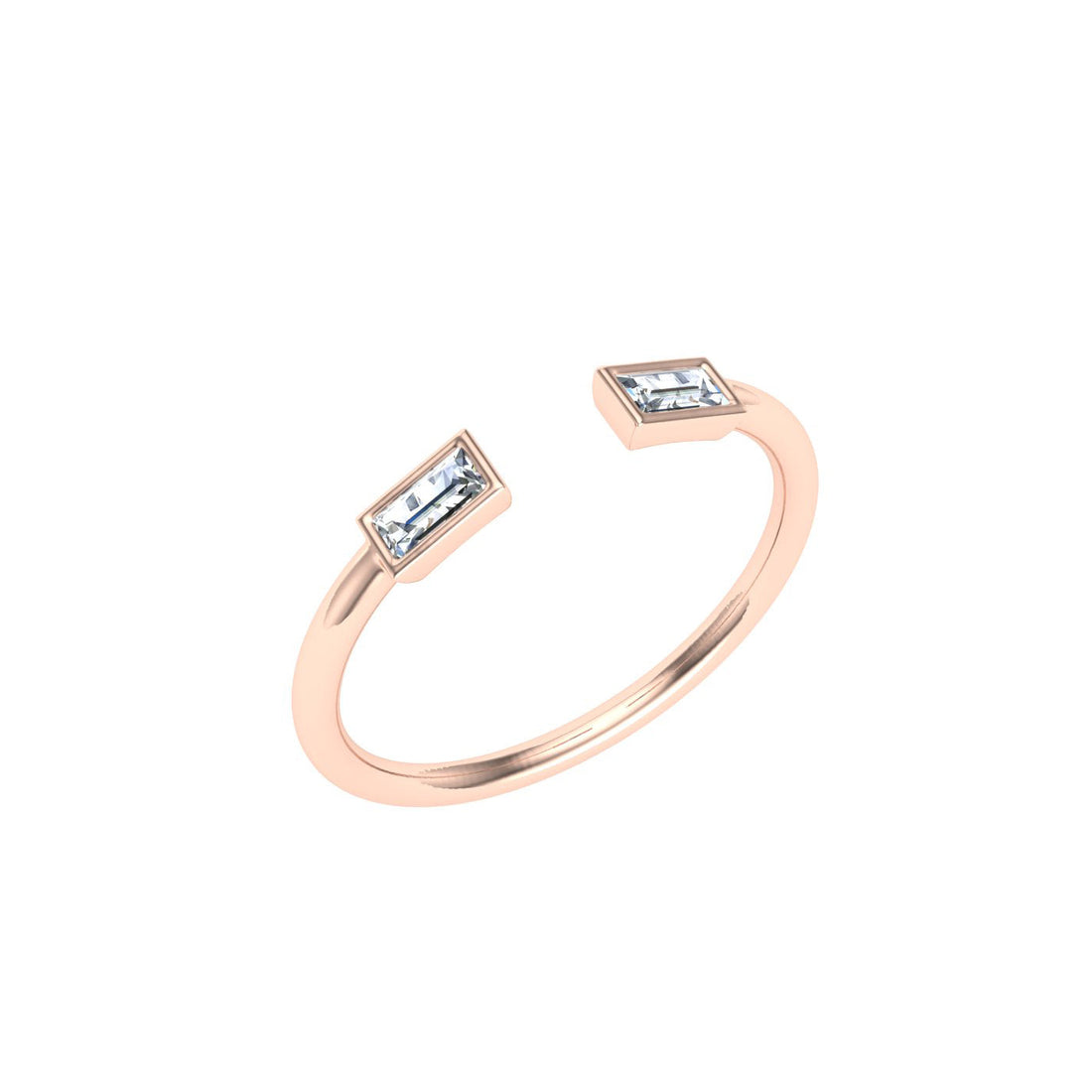 Baguette Open Moissanite Wedding Band Rose Gold