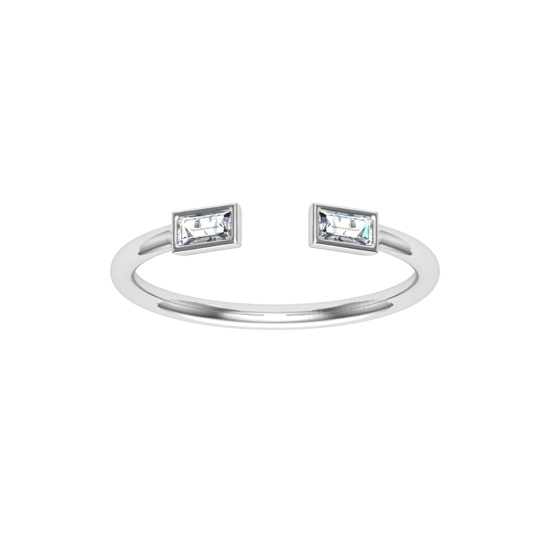 Baguette Open Moissanite Wedding Band White Gold