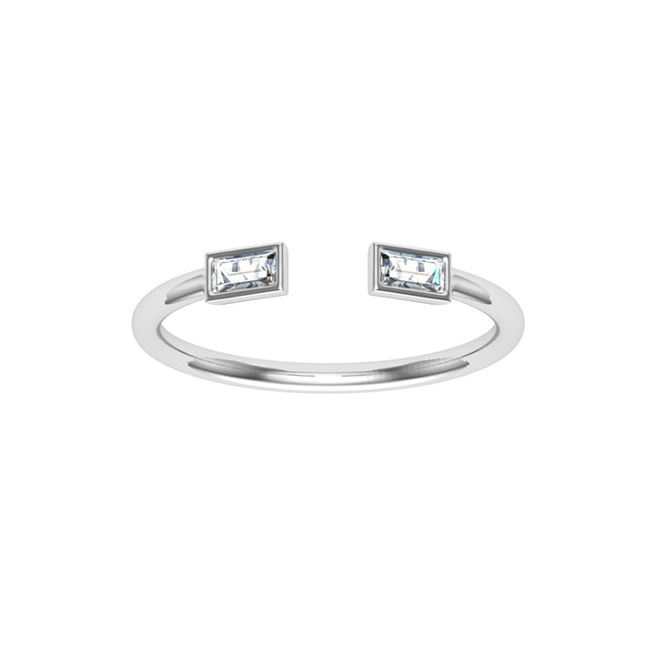 Baguette Open Moissanite Wedding Band White Gold