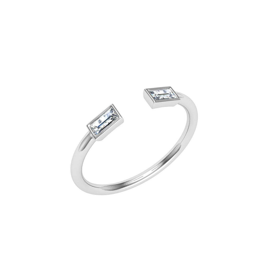 Baguette Open Moissanite Wedding Band White Gold