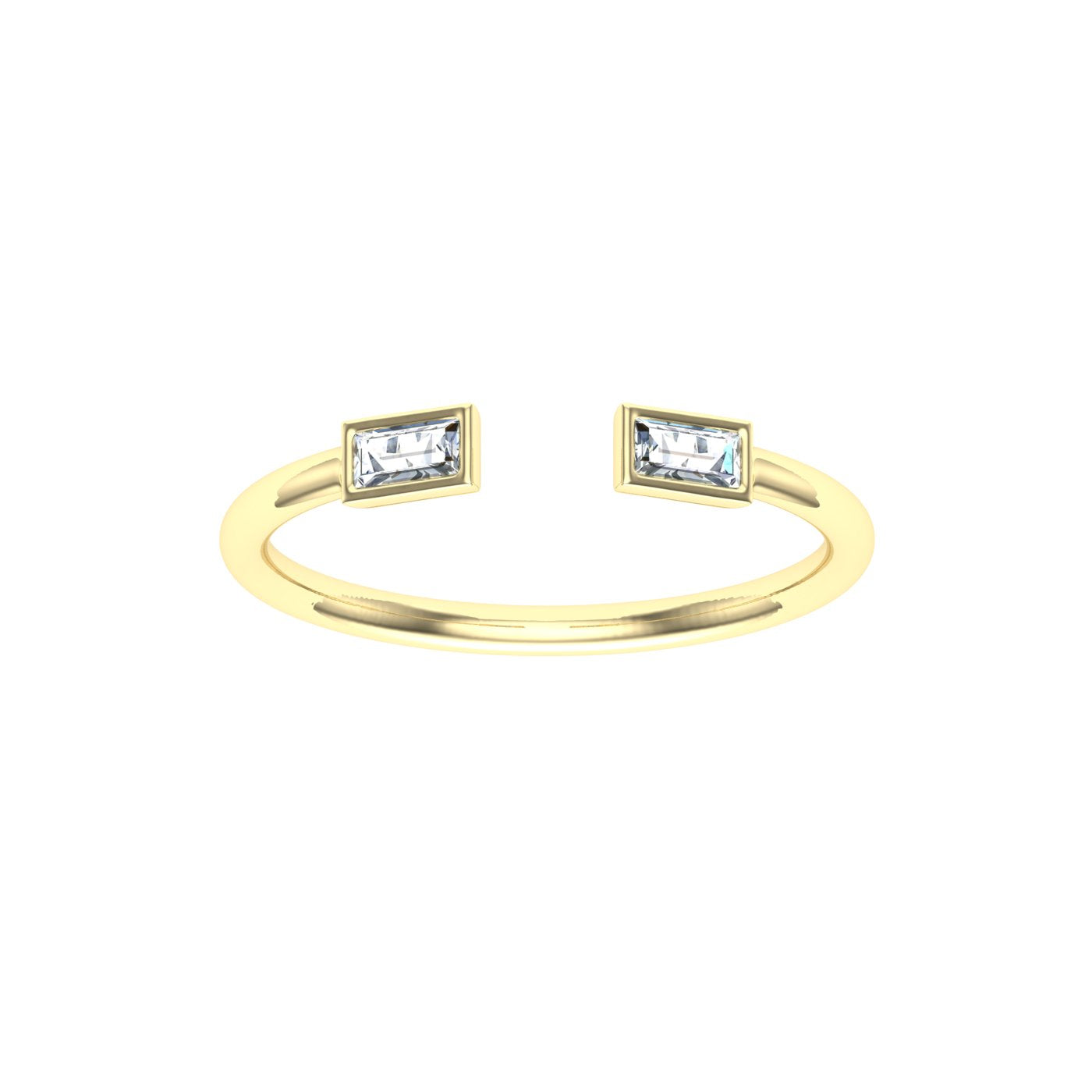 Baguette Open Moissanite Wedding Band Yellow Gold