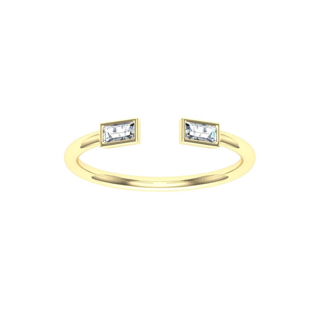 Baguette Open Moissanite Wedding Band Yellow Gold