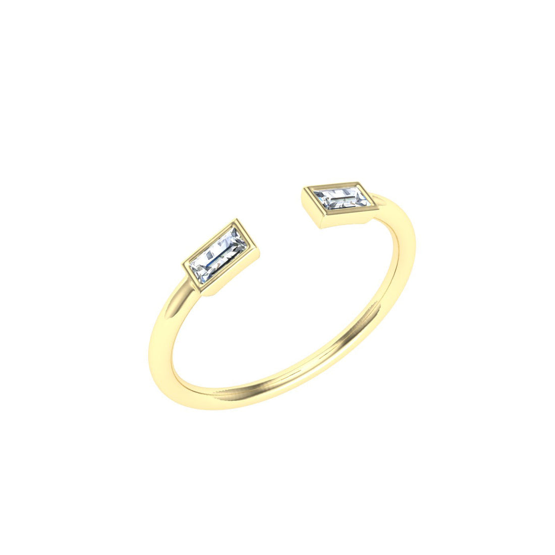 Baguette Open Moissanite Wedding Band Yellow Gold